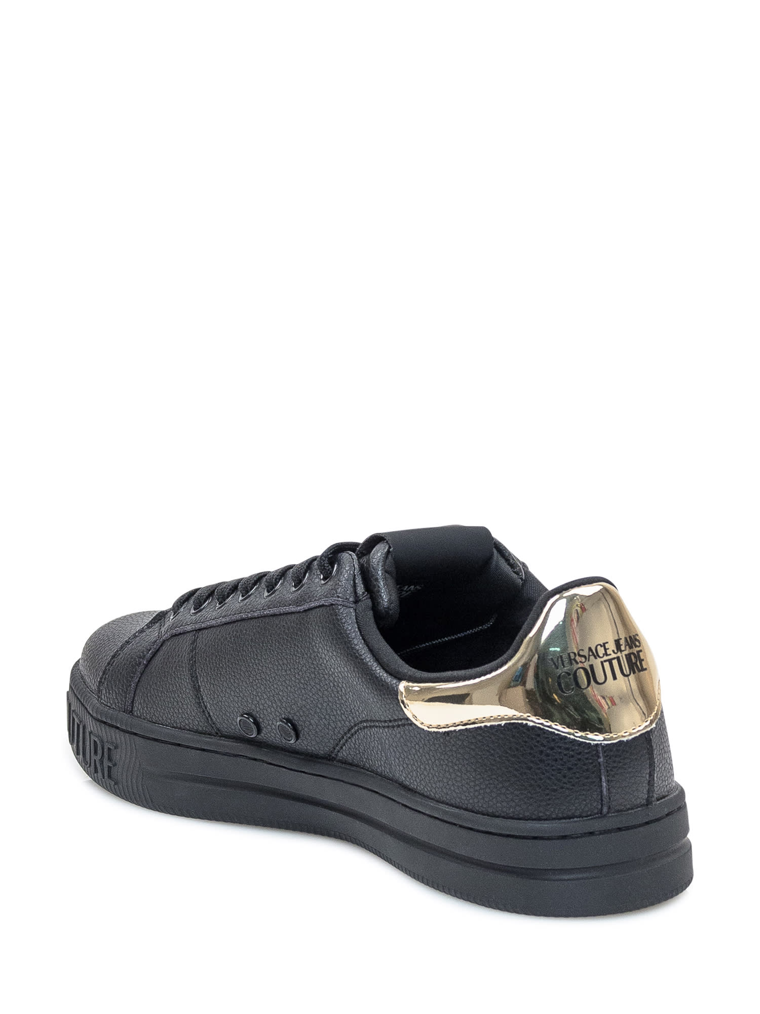 Shop Versace Jeans Couture Court Sneaker In Black/gold