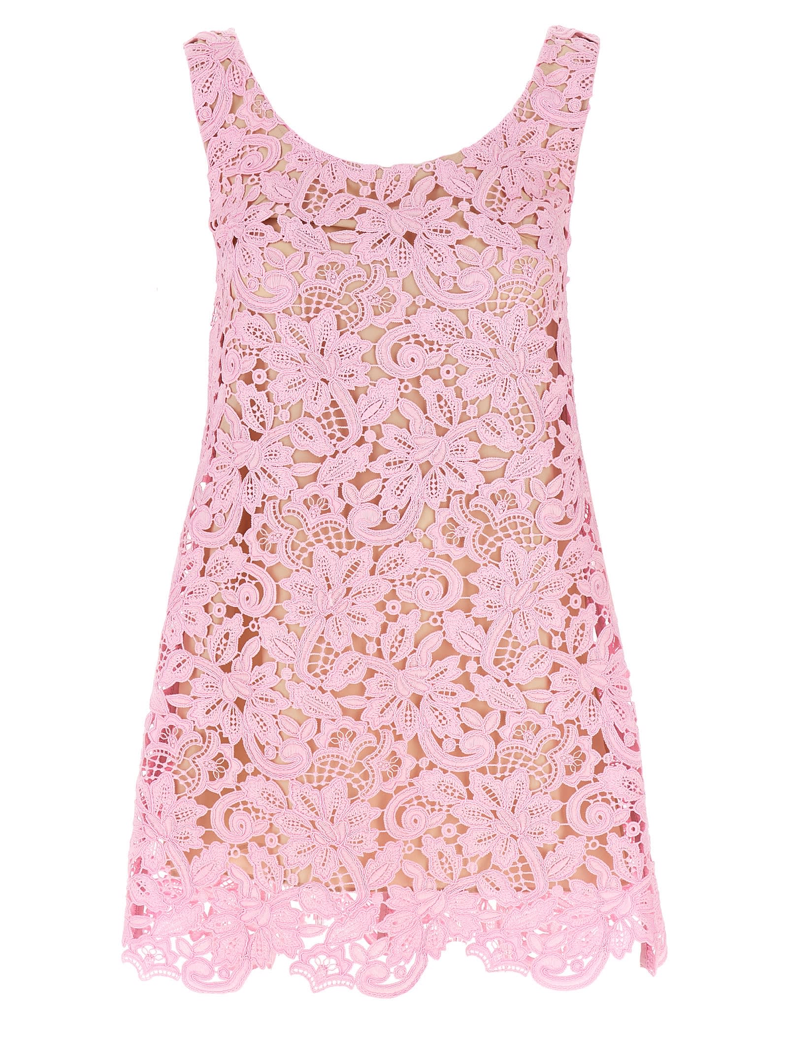 Shop Self-portrait Pink Floral Lace Mini Dress