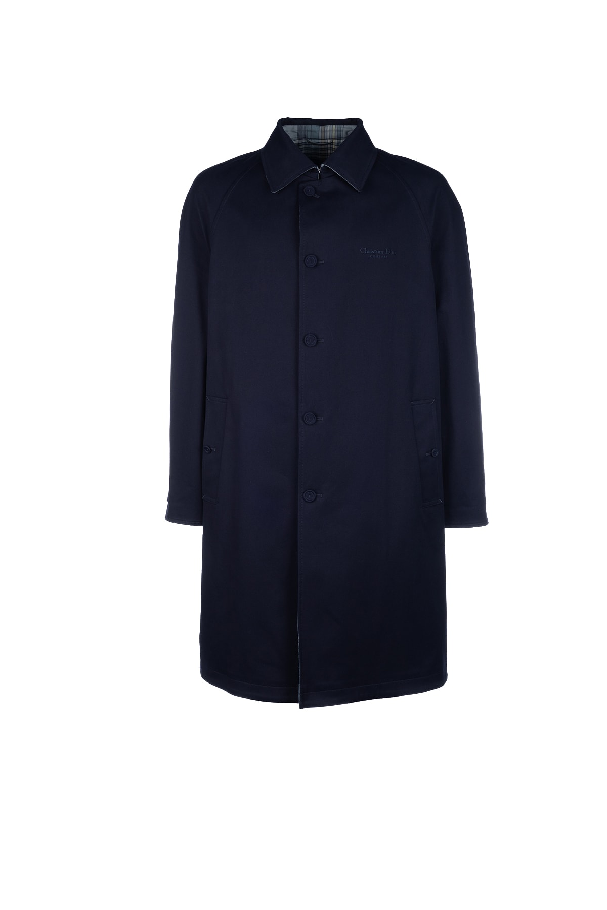 Dior Trench Coat With Notched Collar And Back Vent In Blue