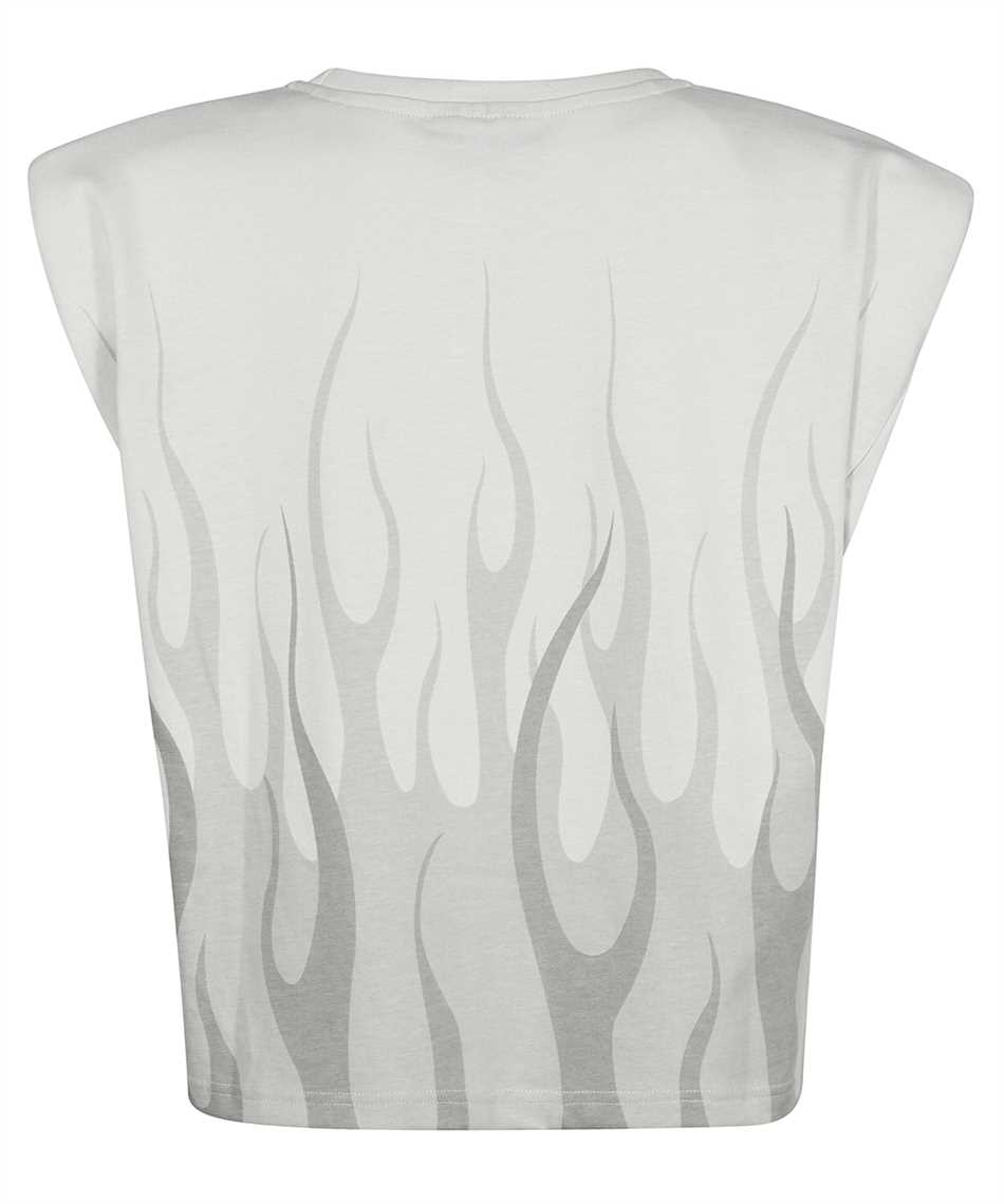 Vision Of Super Flame-print Padded-shoulder Top In Gray