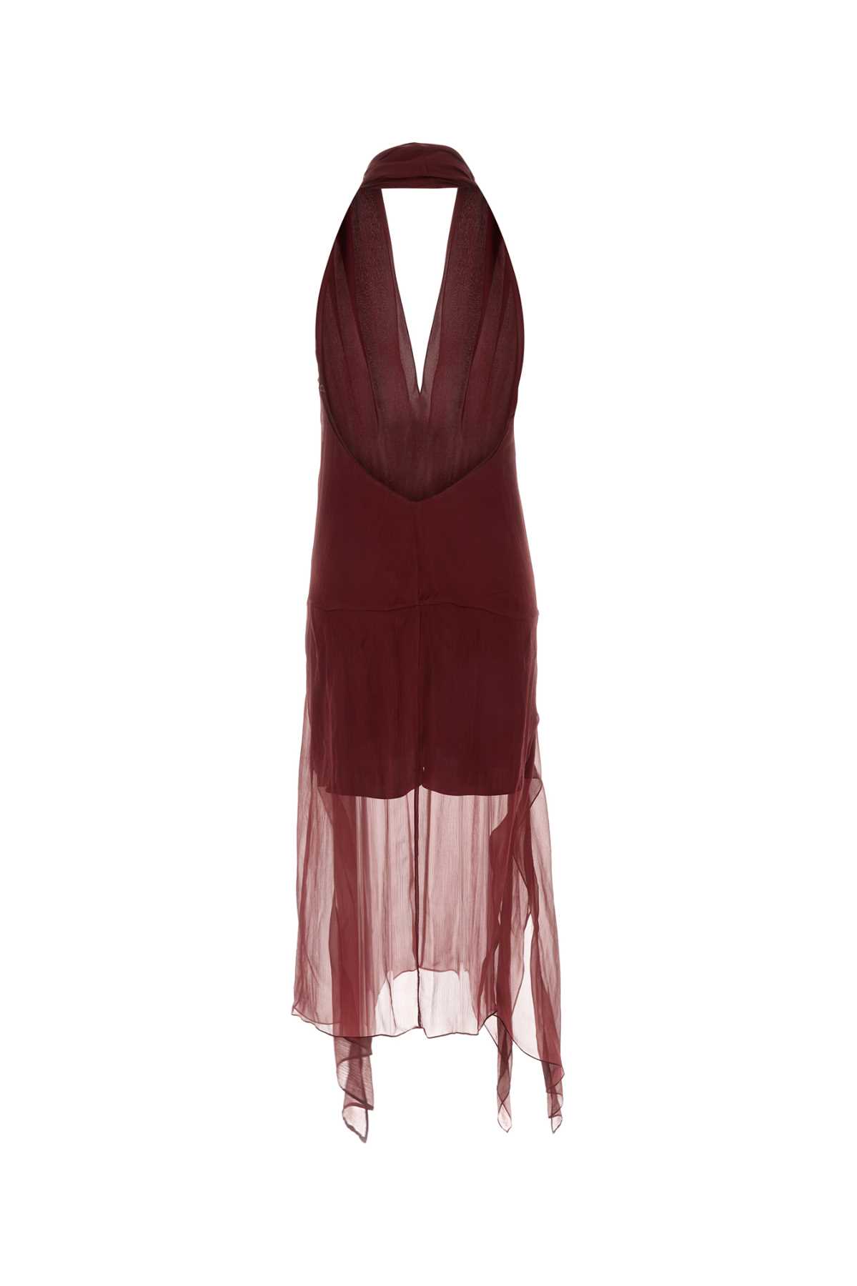 Shop Ferragamo Bordeaux Silk Dress