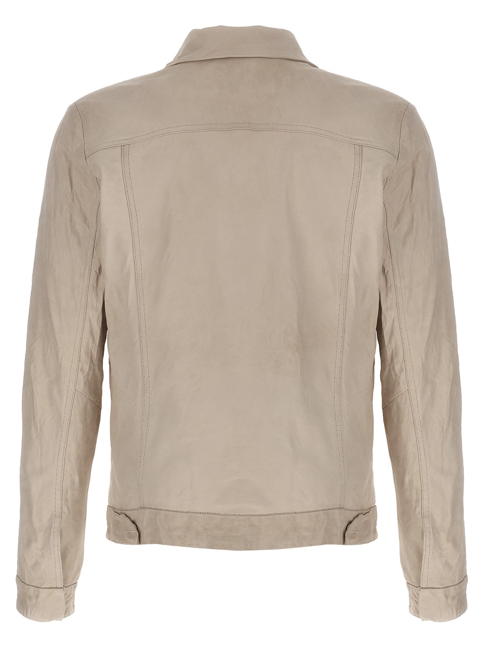 Shop Giorgio Brato Trucker Leather Jacket In White