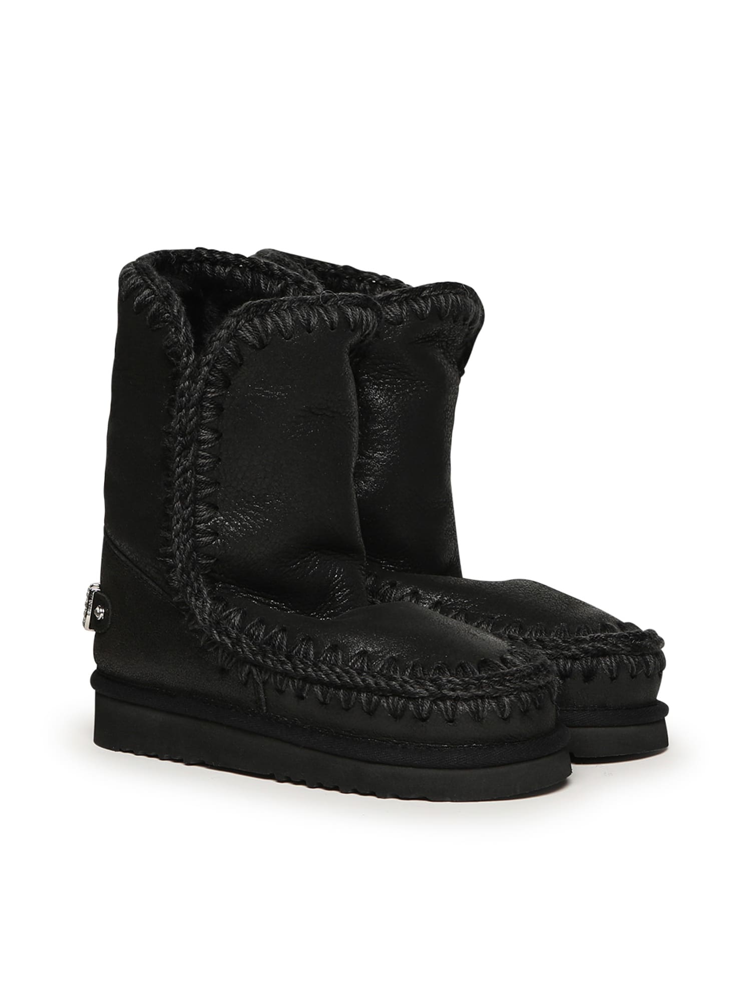 Mou Ankle Boots With Plush Sheep Leather Lining In Black