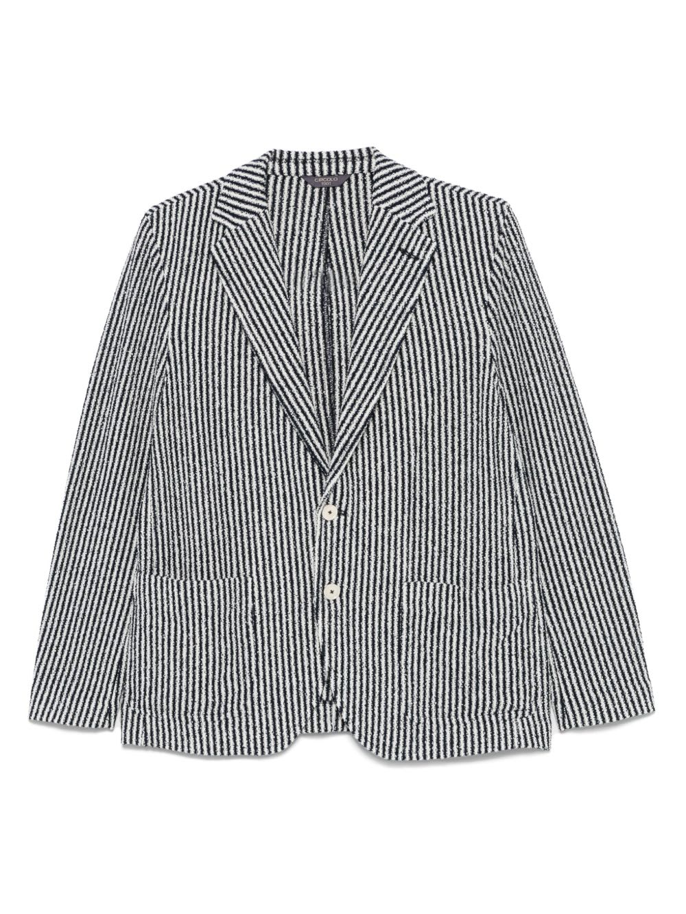 Circolo 1901 Striped Cotton Jacket Front Pockets In Black