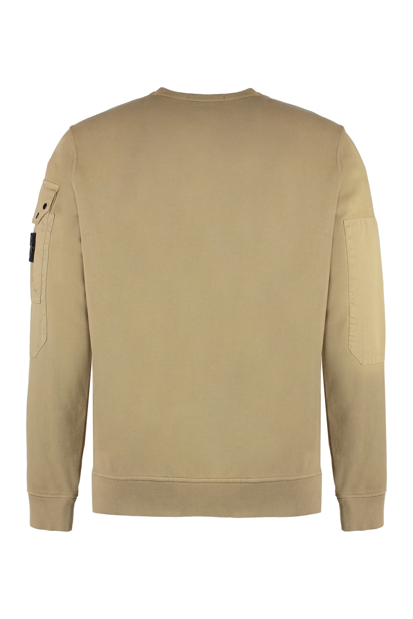 Shop Stone Island Logo Detail Cotton Sweatshirt In Beige