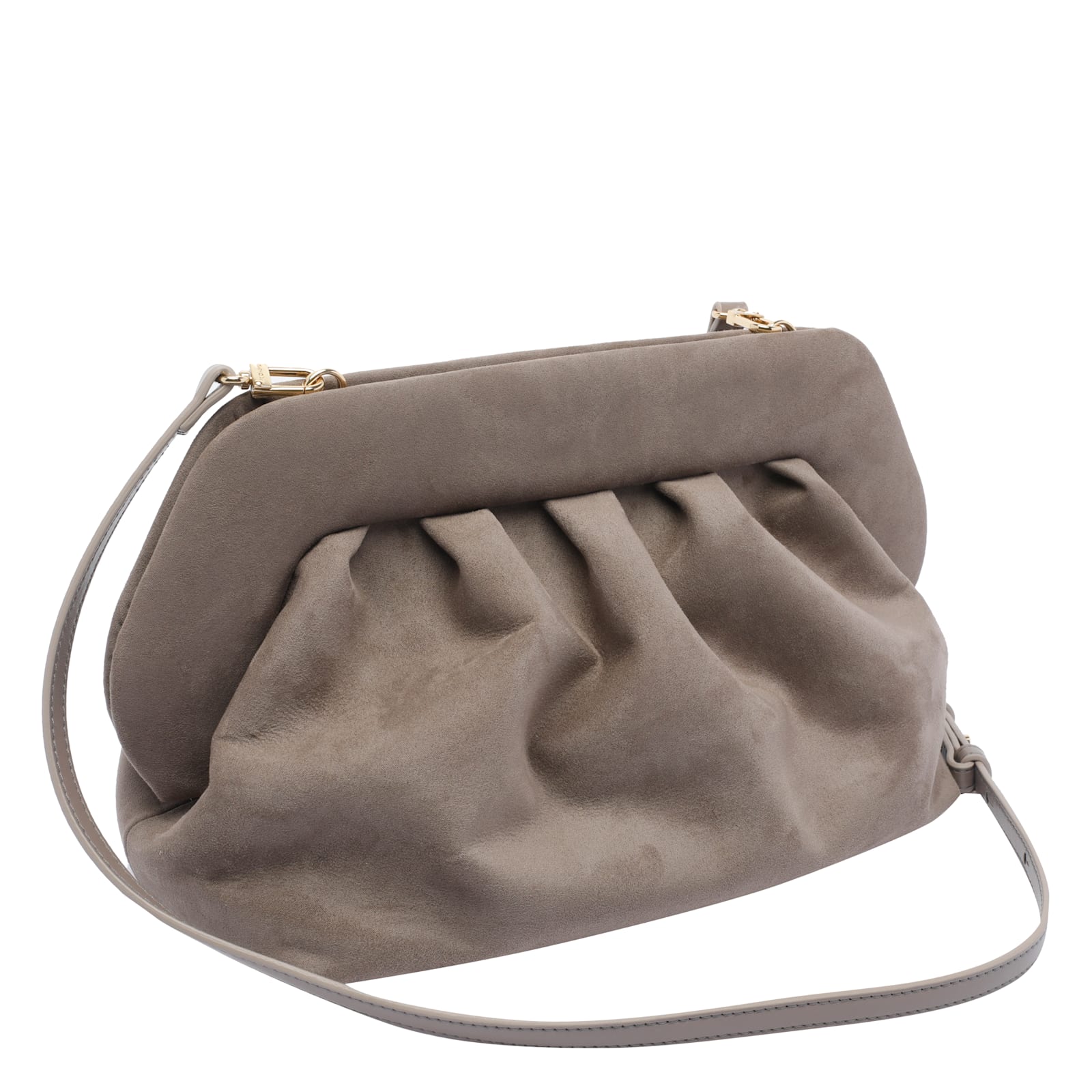 Themoirè Bios Suede Clutch In Gray