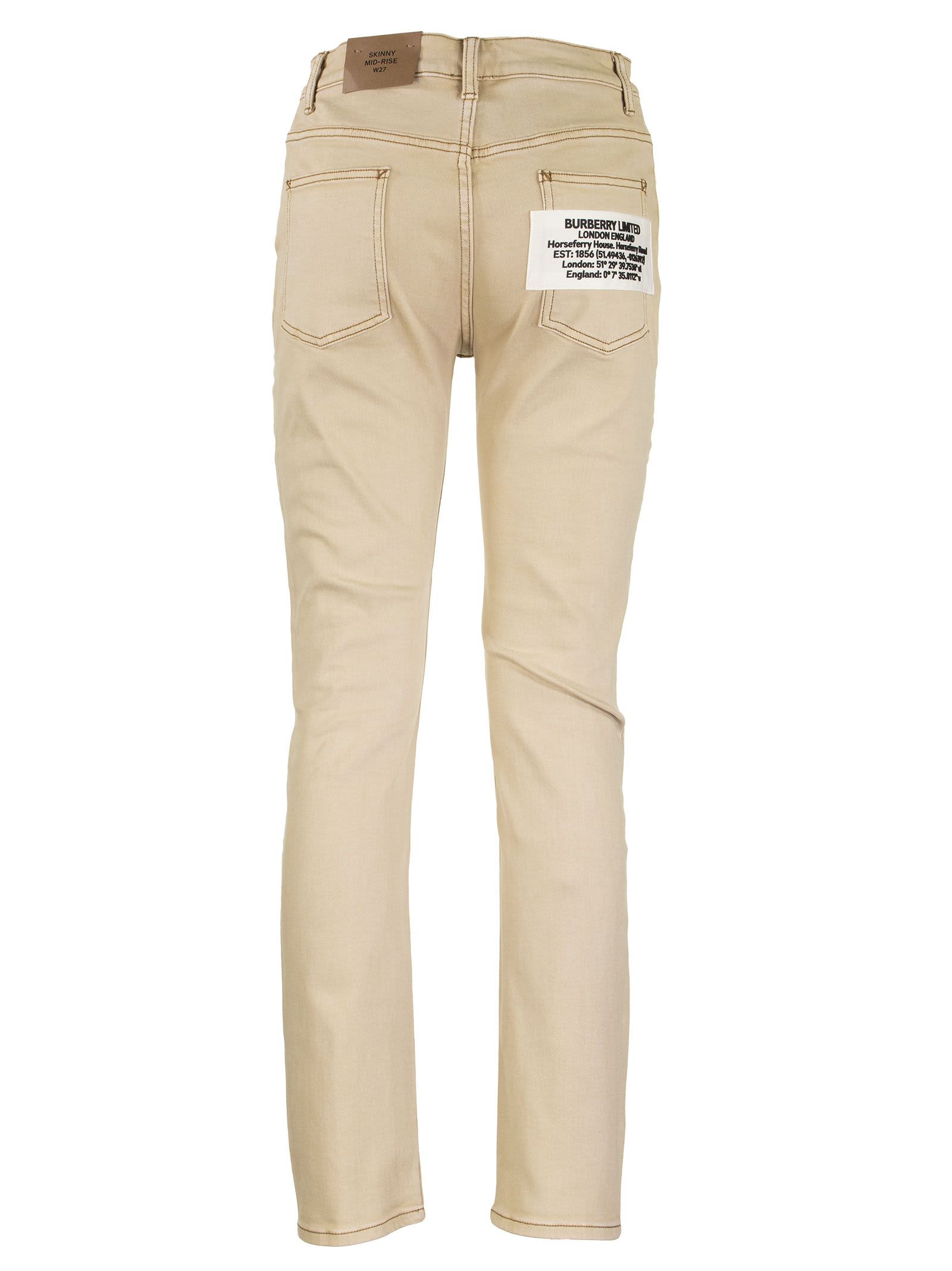 Burberry Felicity - Skinny Fit Washed Japanese Denim Jeans In Beige |  ModeSens