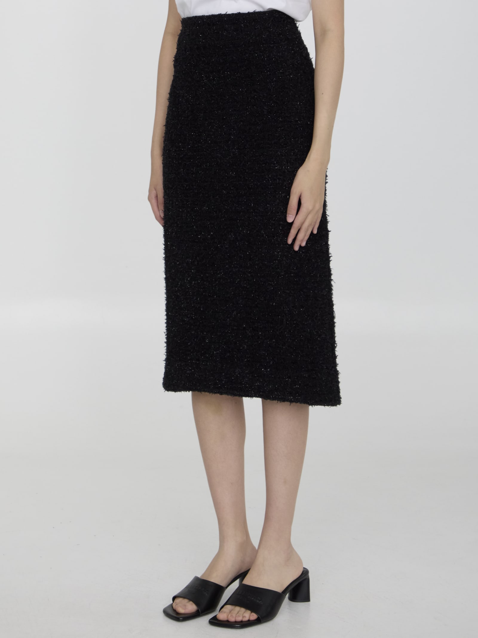 Shop Balenciaga Midi Sheath Skirt In Black