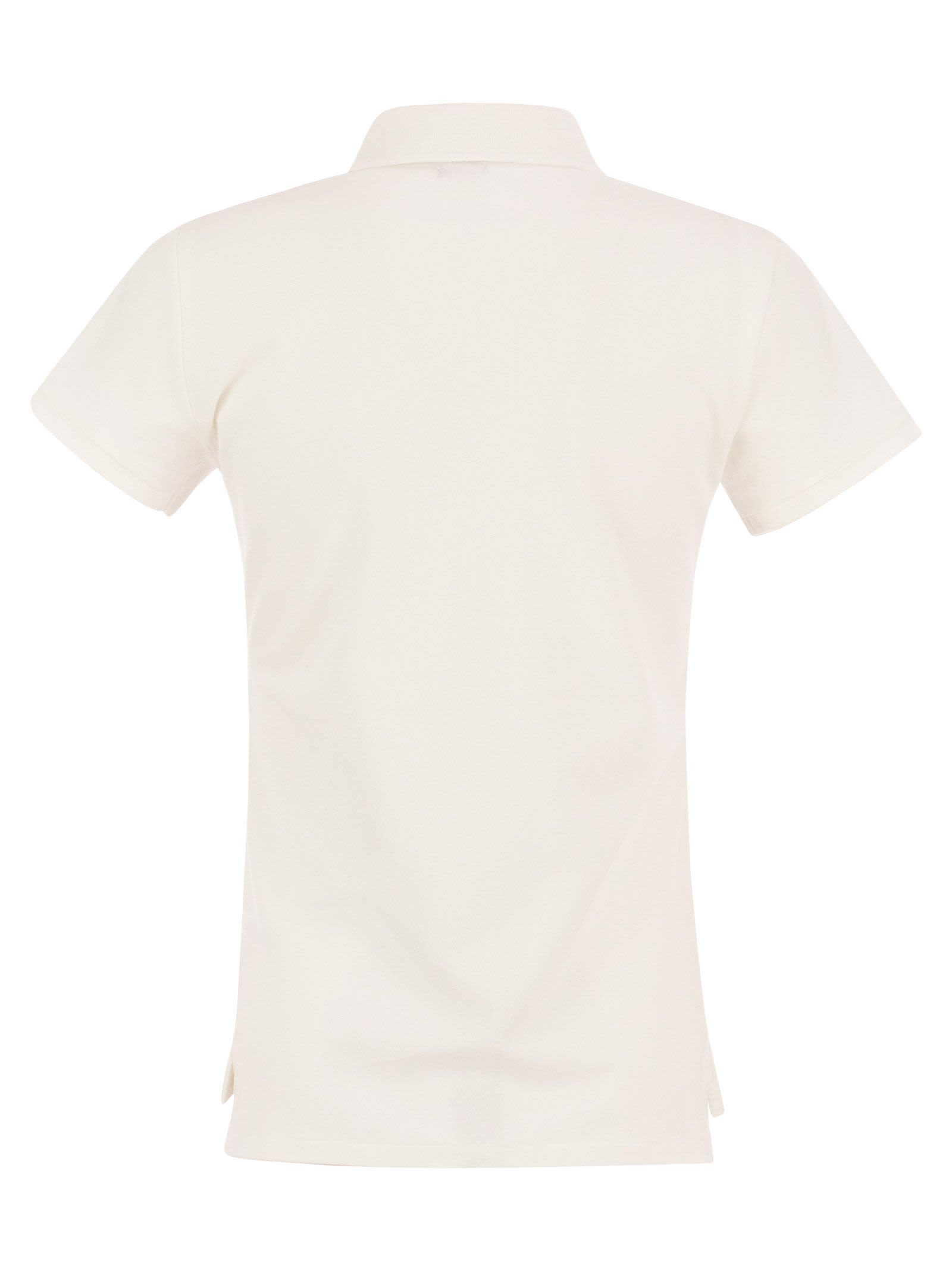Shop Polo Ralph Lauren Julie Cotton Polo Shirt In White