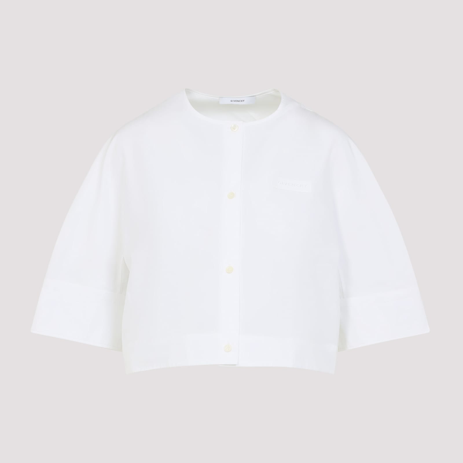 Givenchy Cropped Cotton Shirt With Button Closures In White