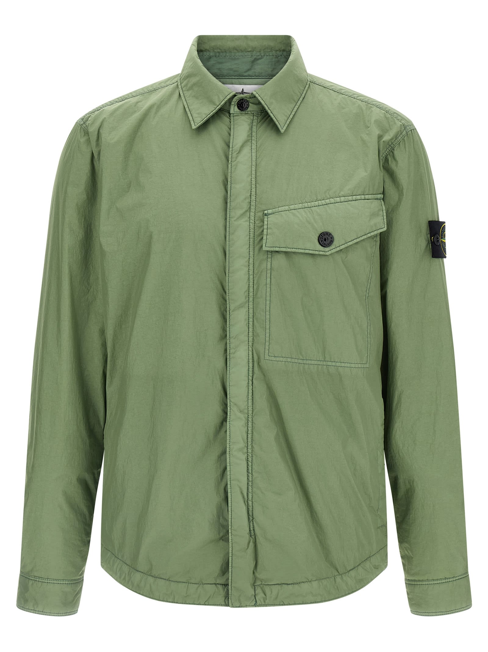 Stone Island Garment Dyed Crinkle Reps Ny Puffer Jackets Green In Green