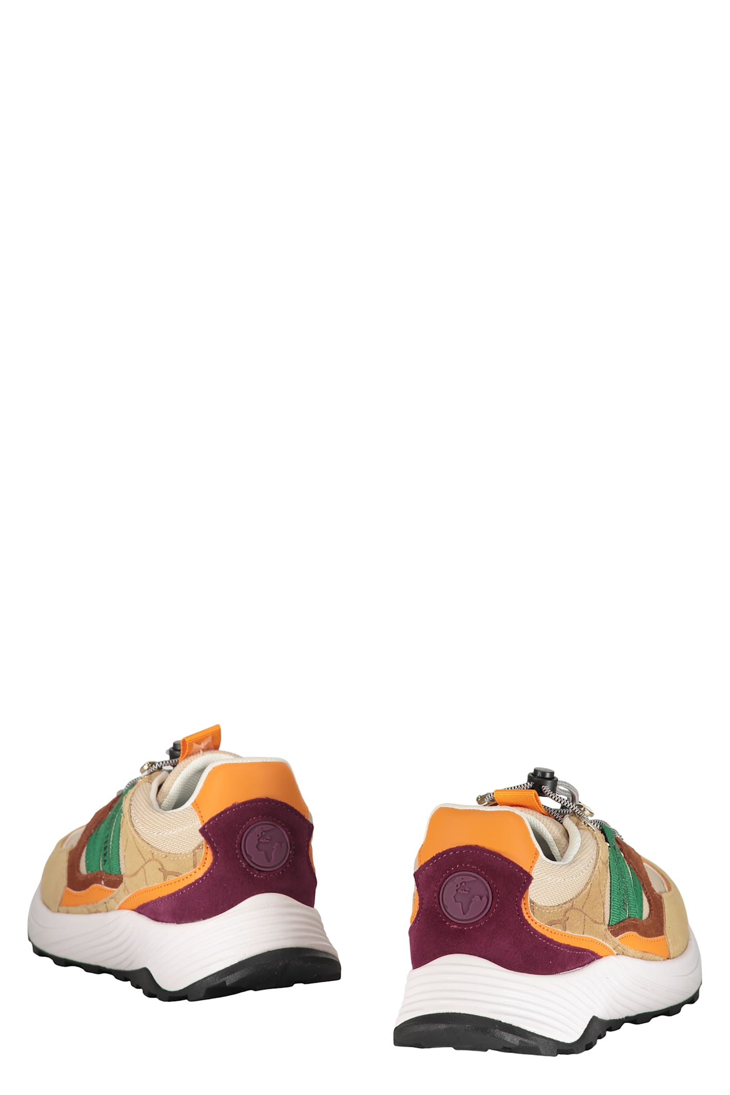 Acbc Beige Athletic Shoe With Green And Brown Details In Multi