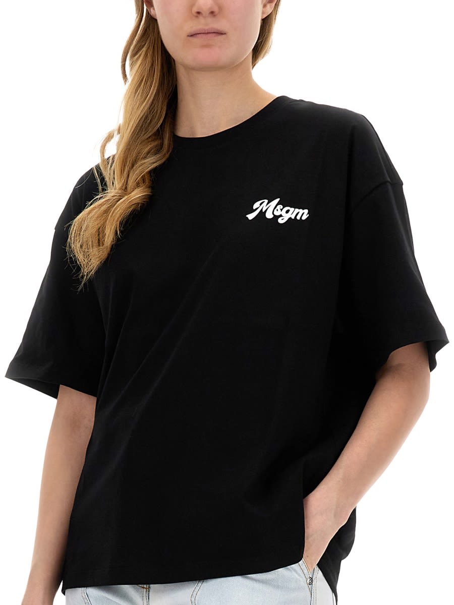 Shop Msgm Logo Print T-shirt In Black