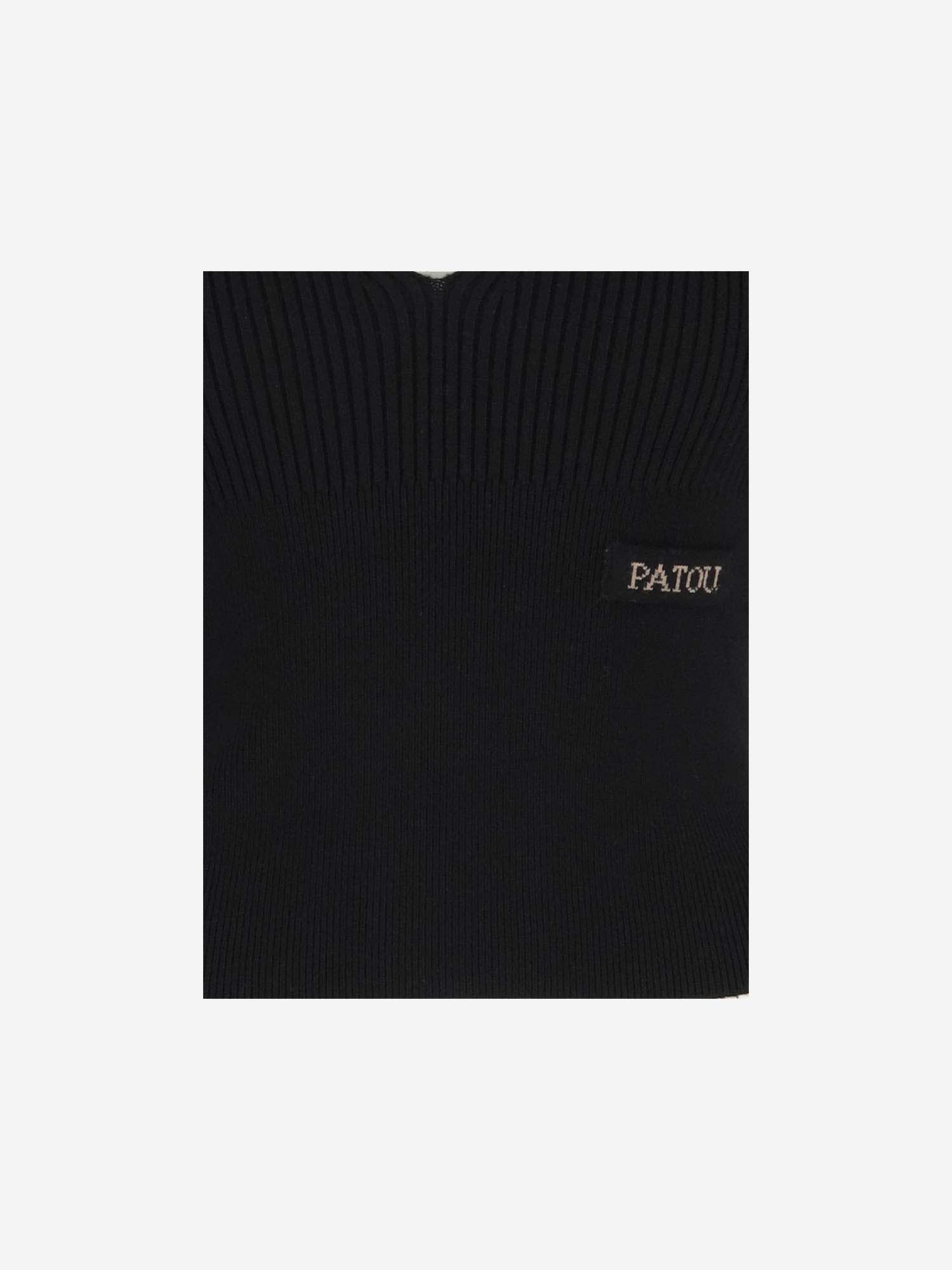 Shop Patou Wool Blend Sweater With Logo In Black