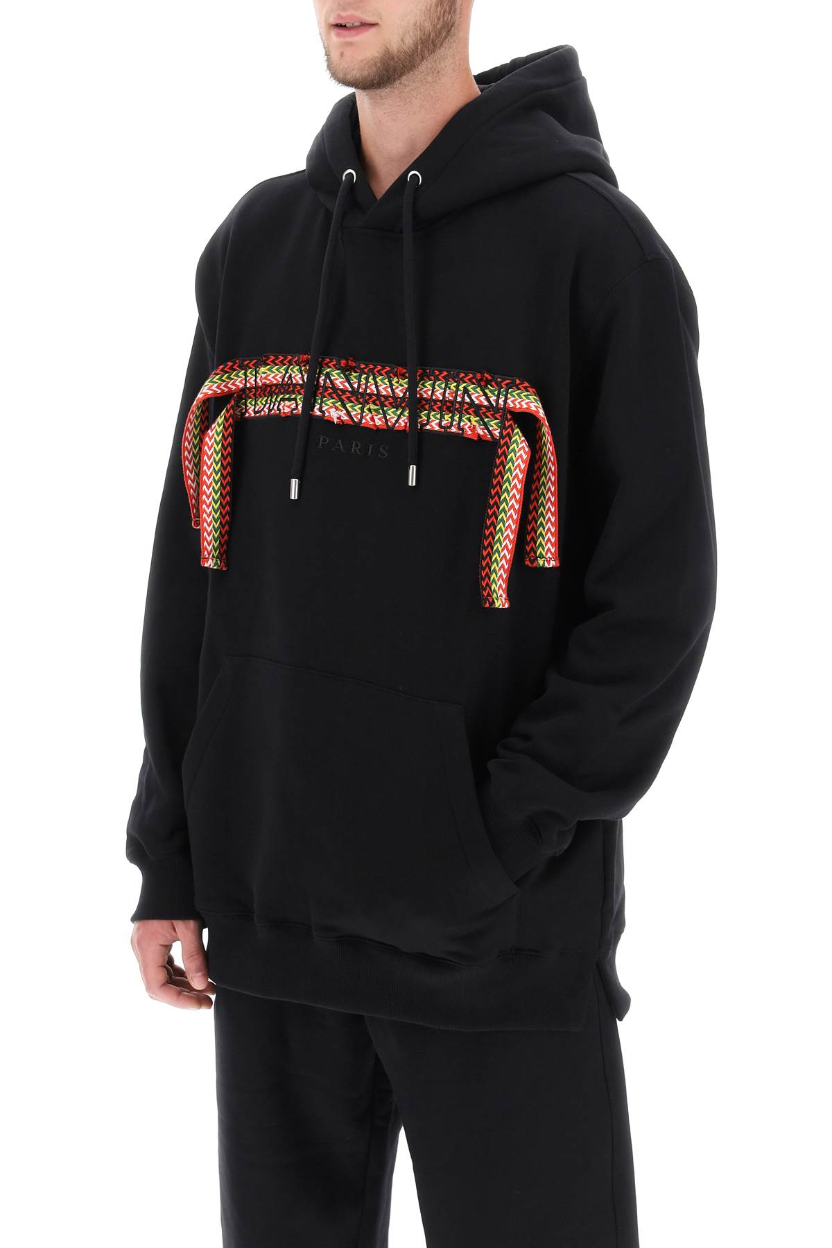 Shop Lanvin Curb Lace Oversized Hoodie In Black