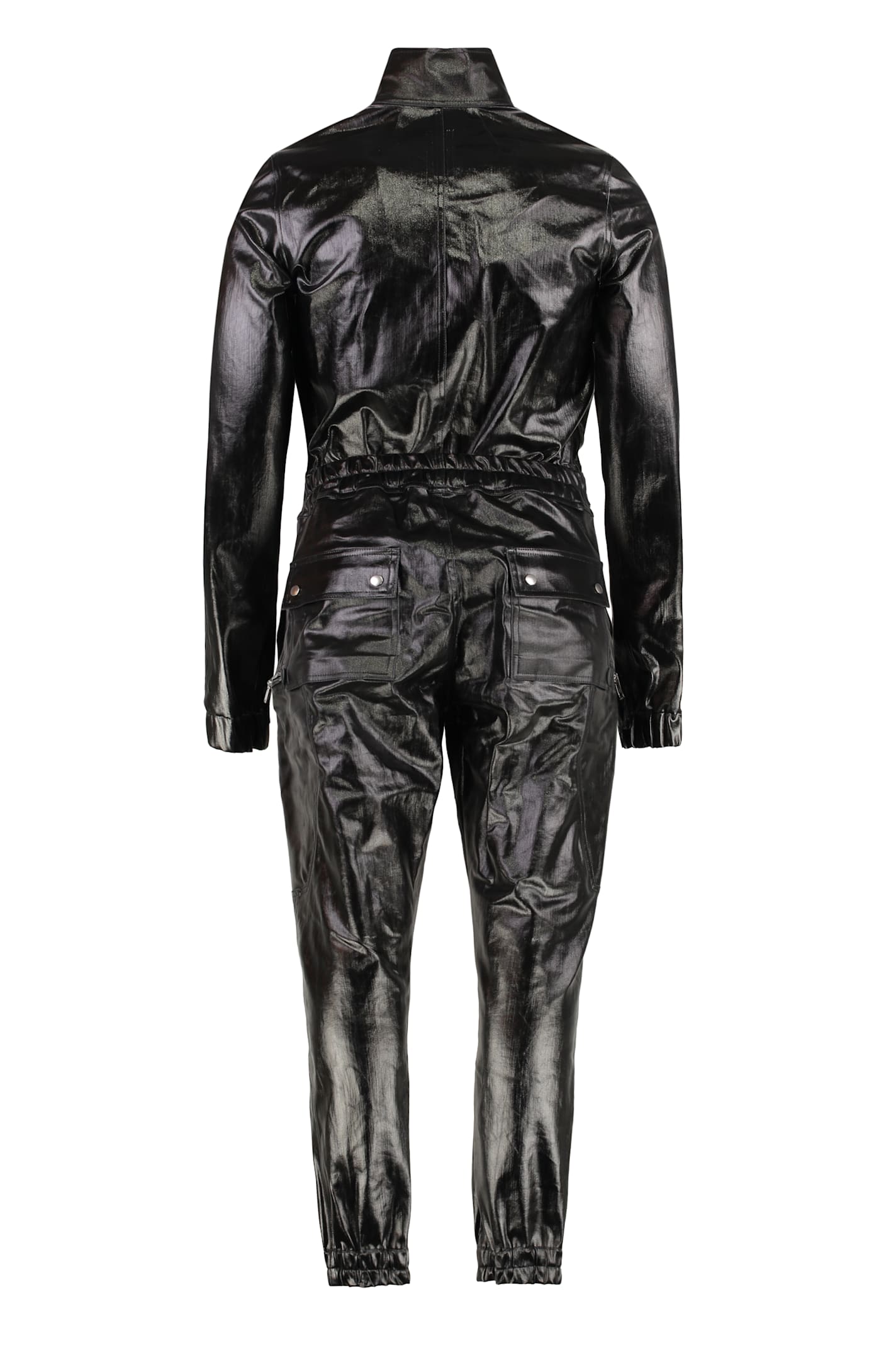 Rick Owens Coated Fabric Jumpsuit In Black