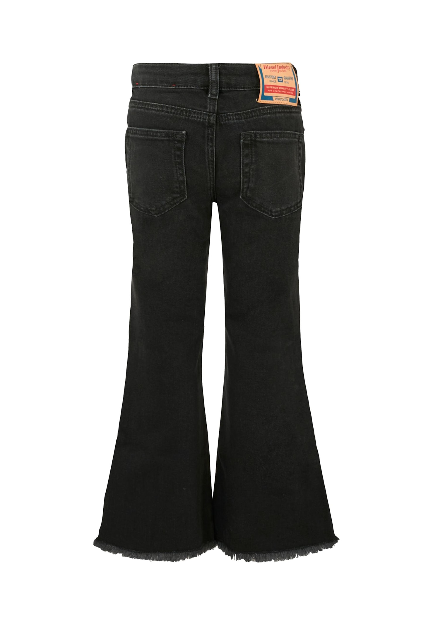 Diesel Black Jeans For Girl With Logo Patch In Black