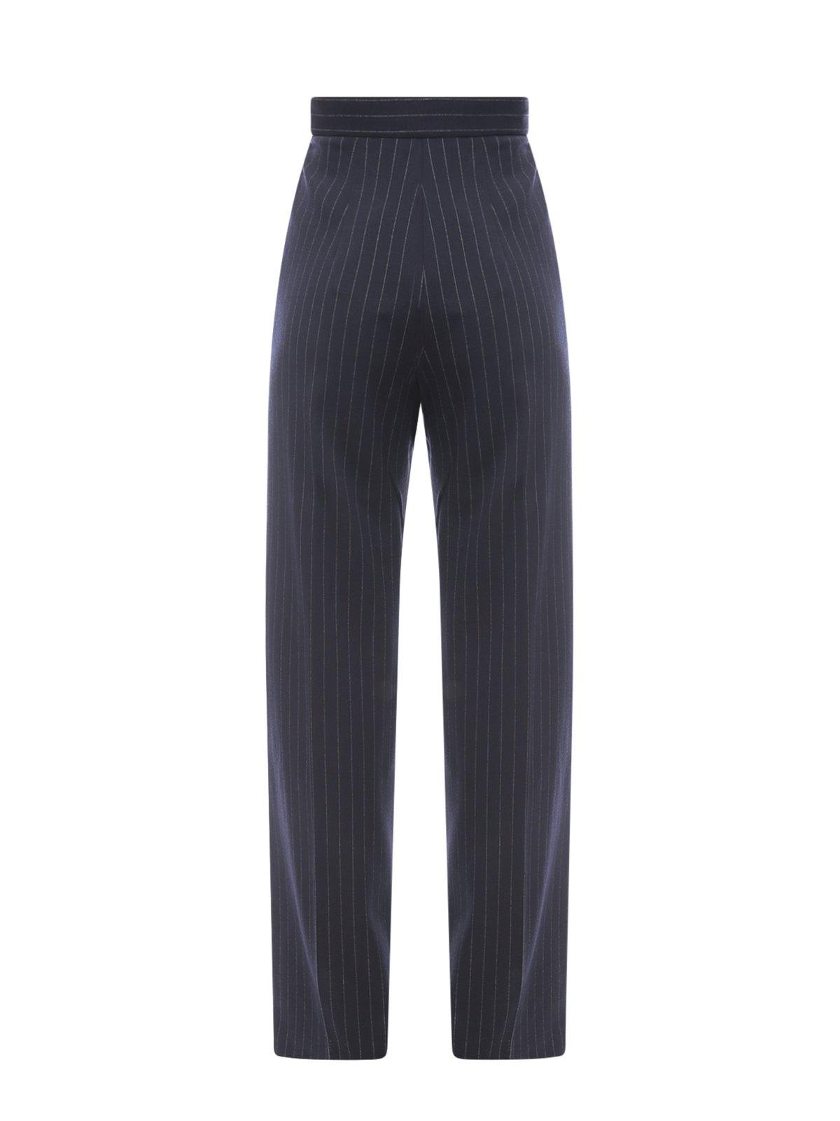 Shop Max Mara High-waisted Chalk-stripe Jersey Trousers In Blu