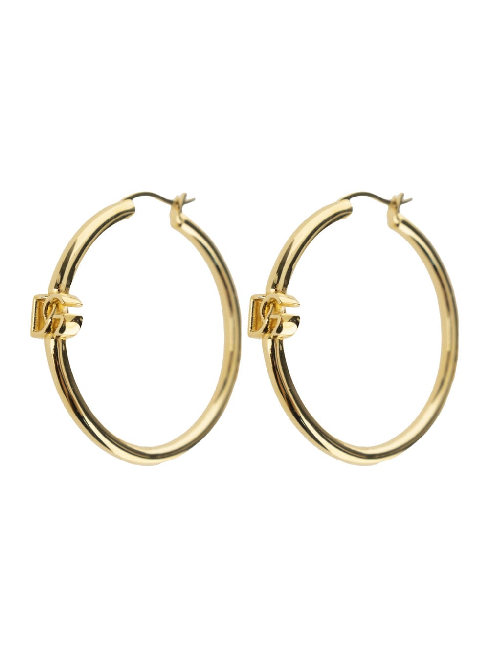 Gold Colored Creole Earrings With Dg Logo In Brass Woman