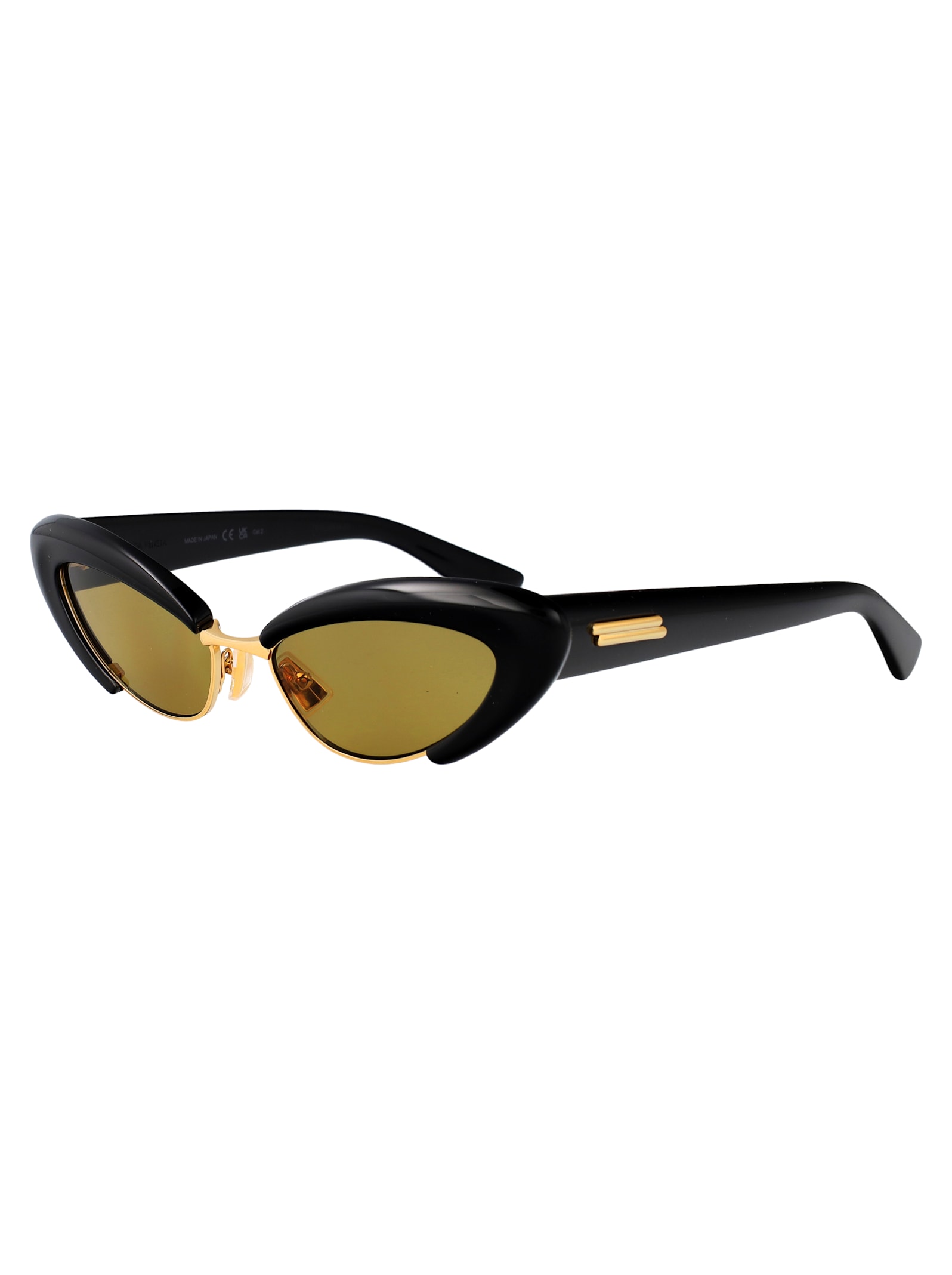 Bottega Veneta Bv1387s Linea Ribbon 001 Black Yellow Sunglasses In Multi