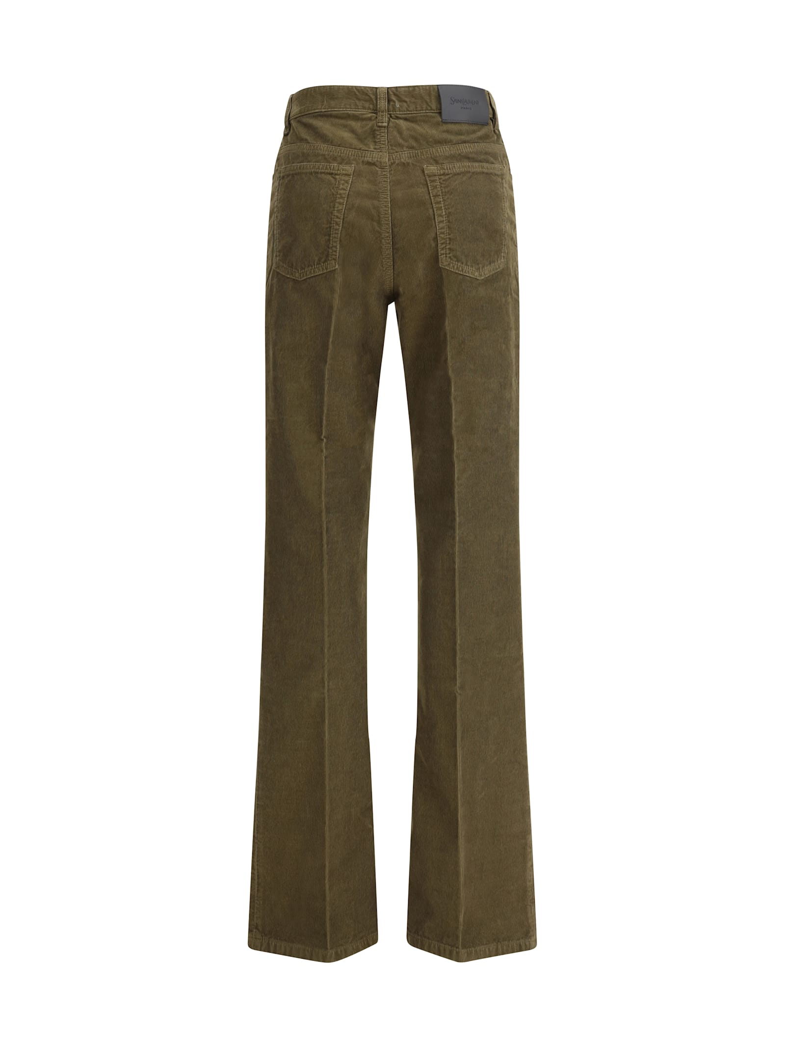Saint Laurent Corduroy Trousers Clyde Wide-leg Belt Loops In Green
