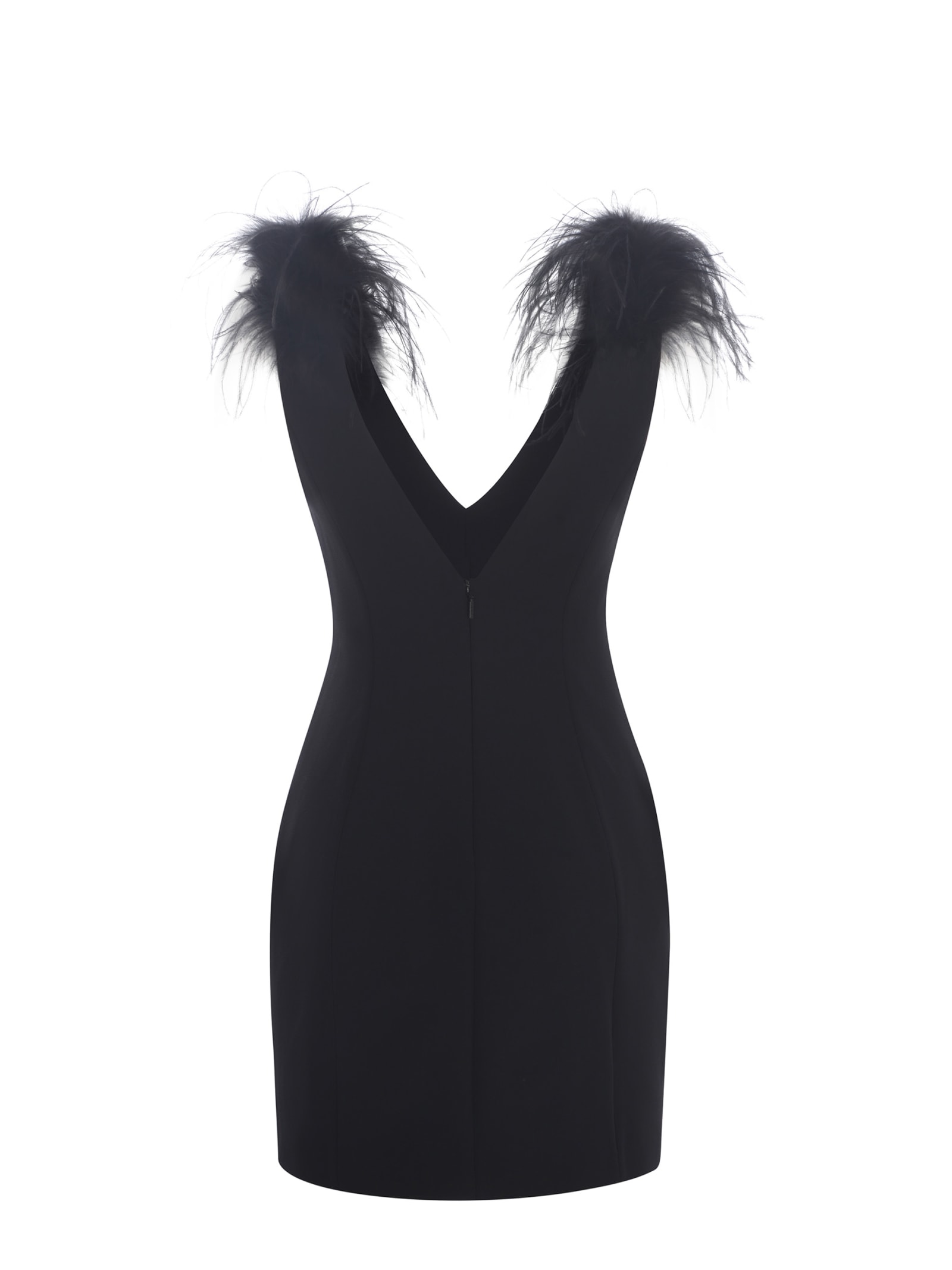 Shop Pinko Dress  Pica With Feathers In Nero