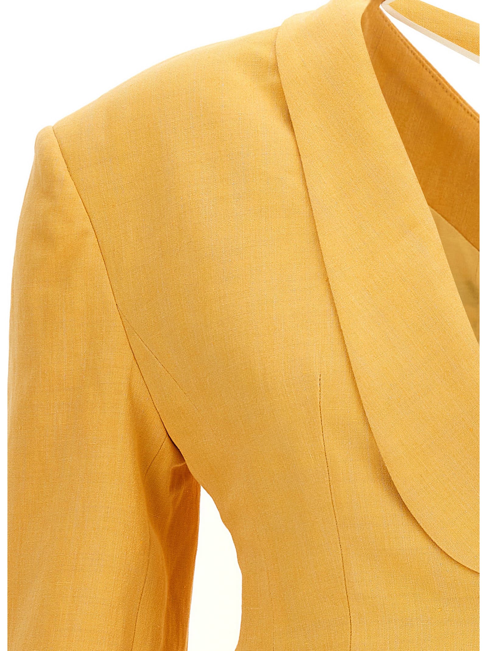 Jacquemus La Veste Baska Linen-blend Blazer In Yellow | ModeSens