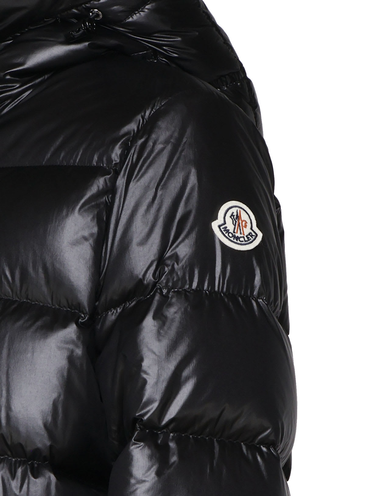 Shop Moncler Maxi Hooded Down Jacket In Black