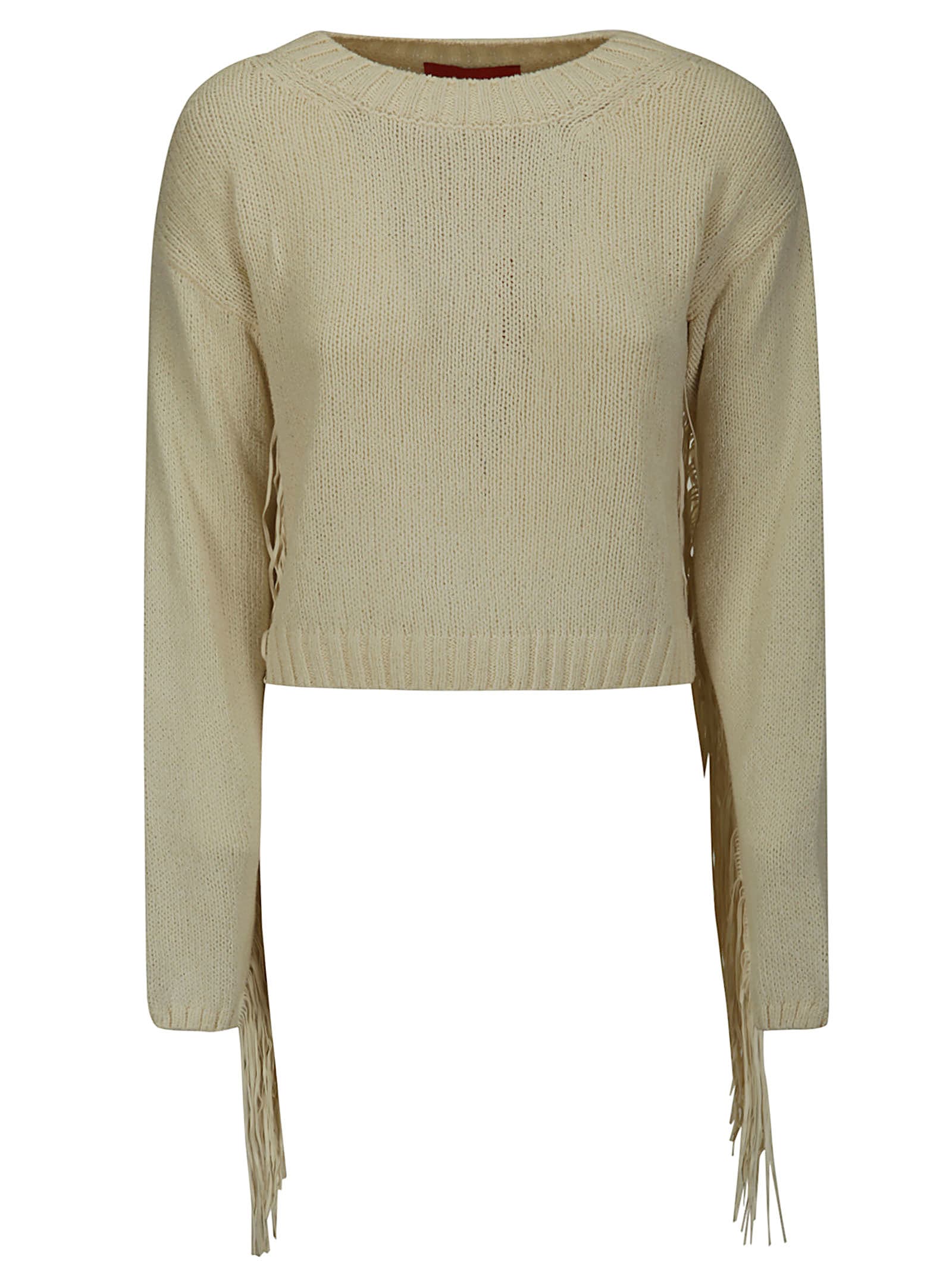 Boxy Sweater With Suede Frings