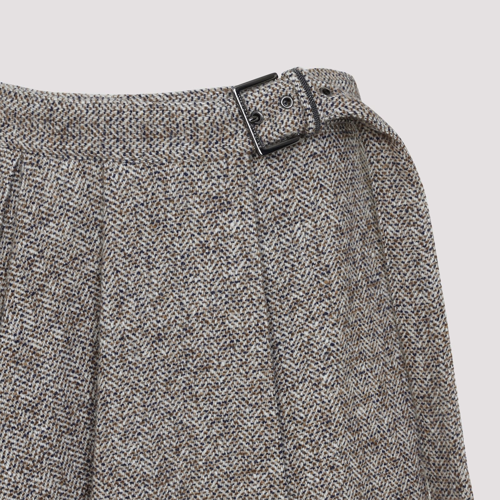 Brunello Cucinelli Women Virgin Wool Midi Skirt In Gray