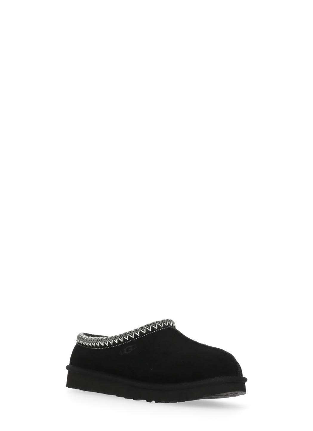 Ugg Suede Slip-on Mules With Decorative Zigzag Stitch Detail In Black