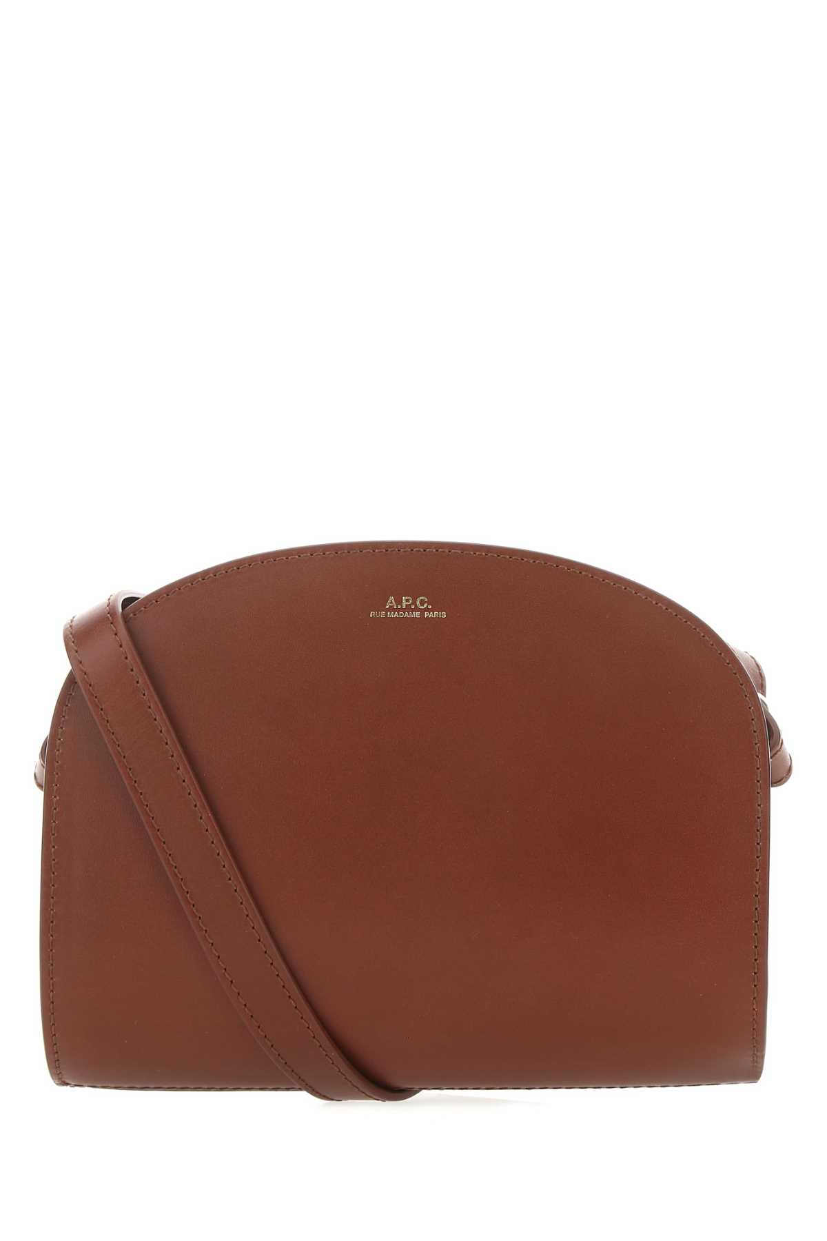 Shop Apc Caramel Leather Mini Demi Lune Shoulder Bag In Cad