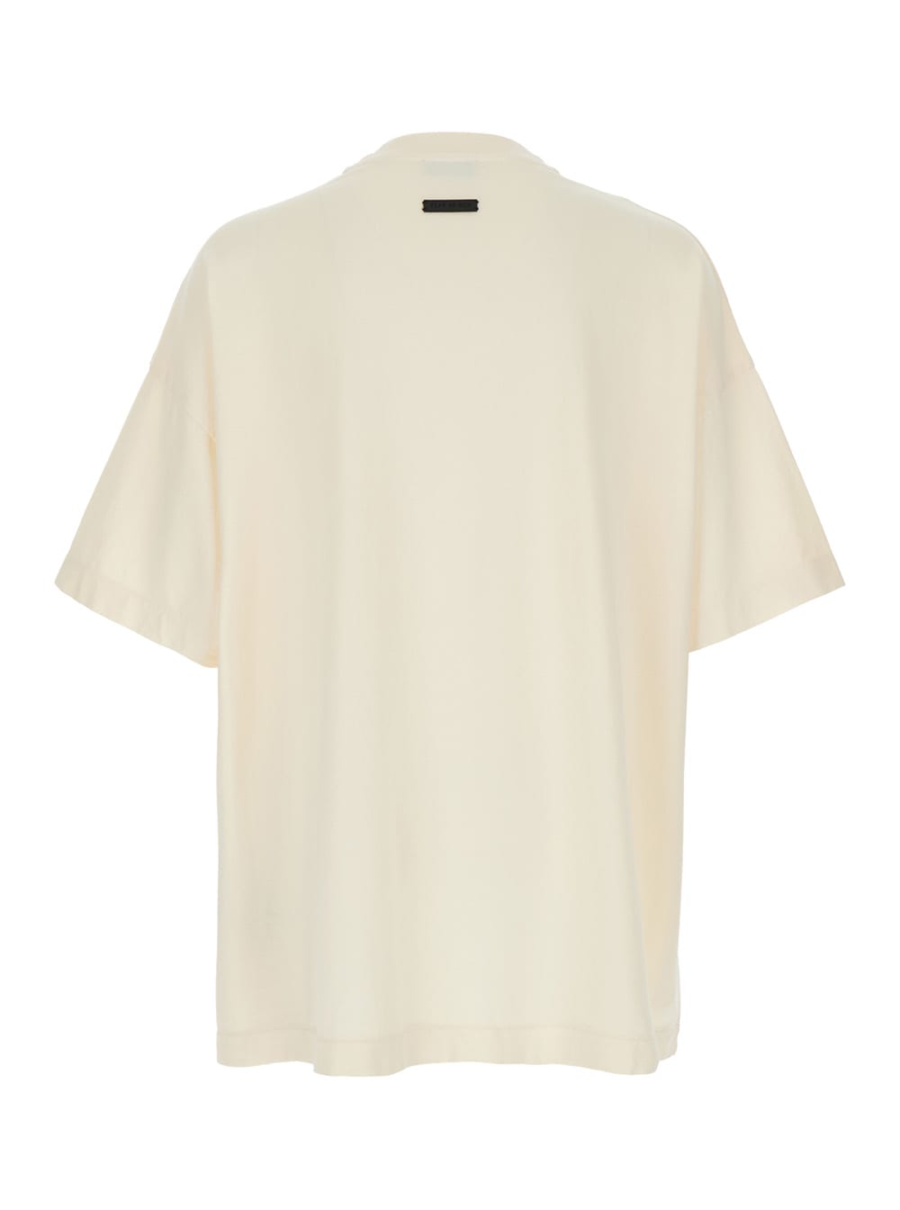 Shop Fear Of God Beiget-shirt With Contrasting Front Logo Print In Cotton Man