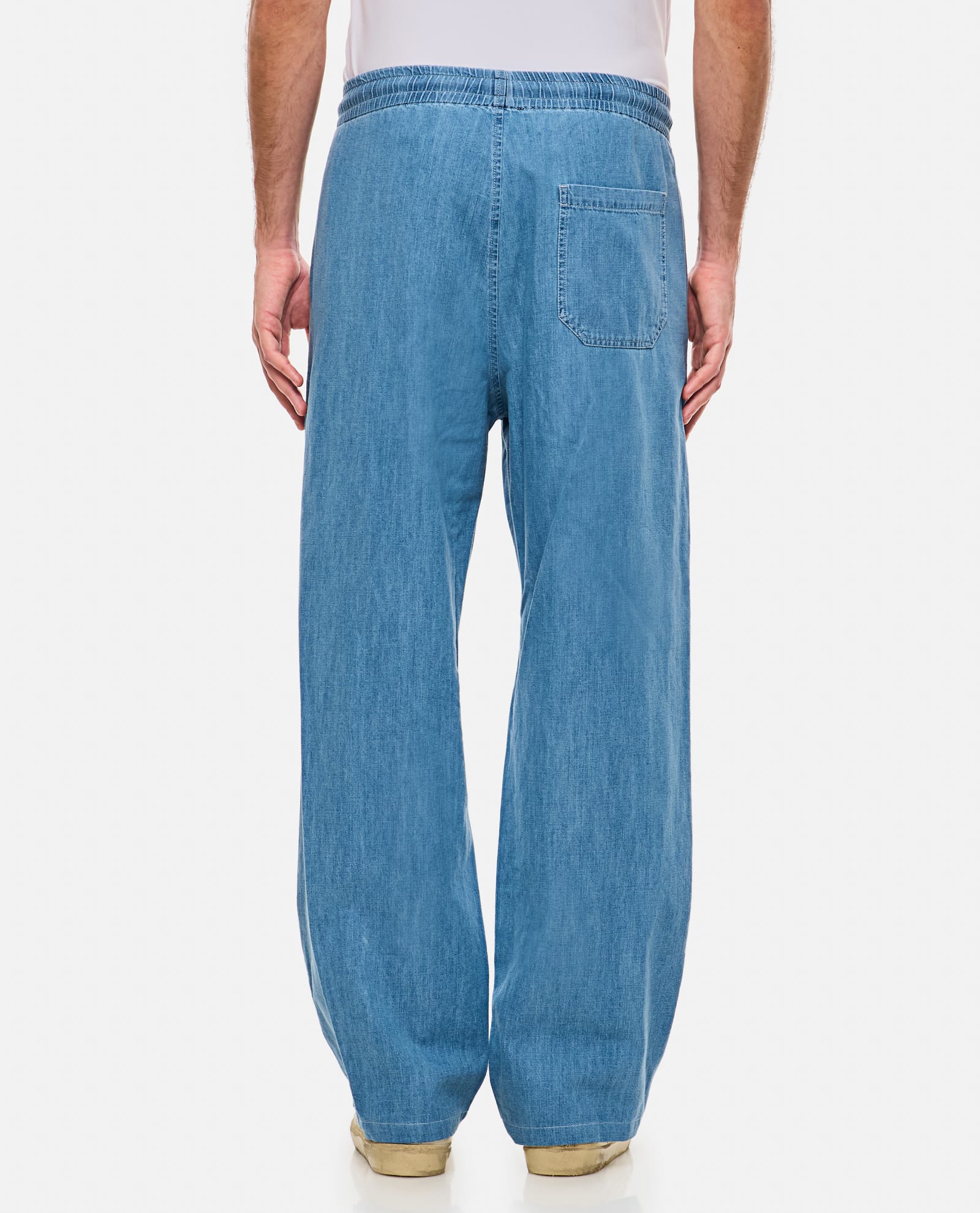 Shop Apc Vncent Cotton Pants In Clear Blue