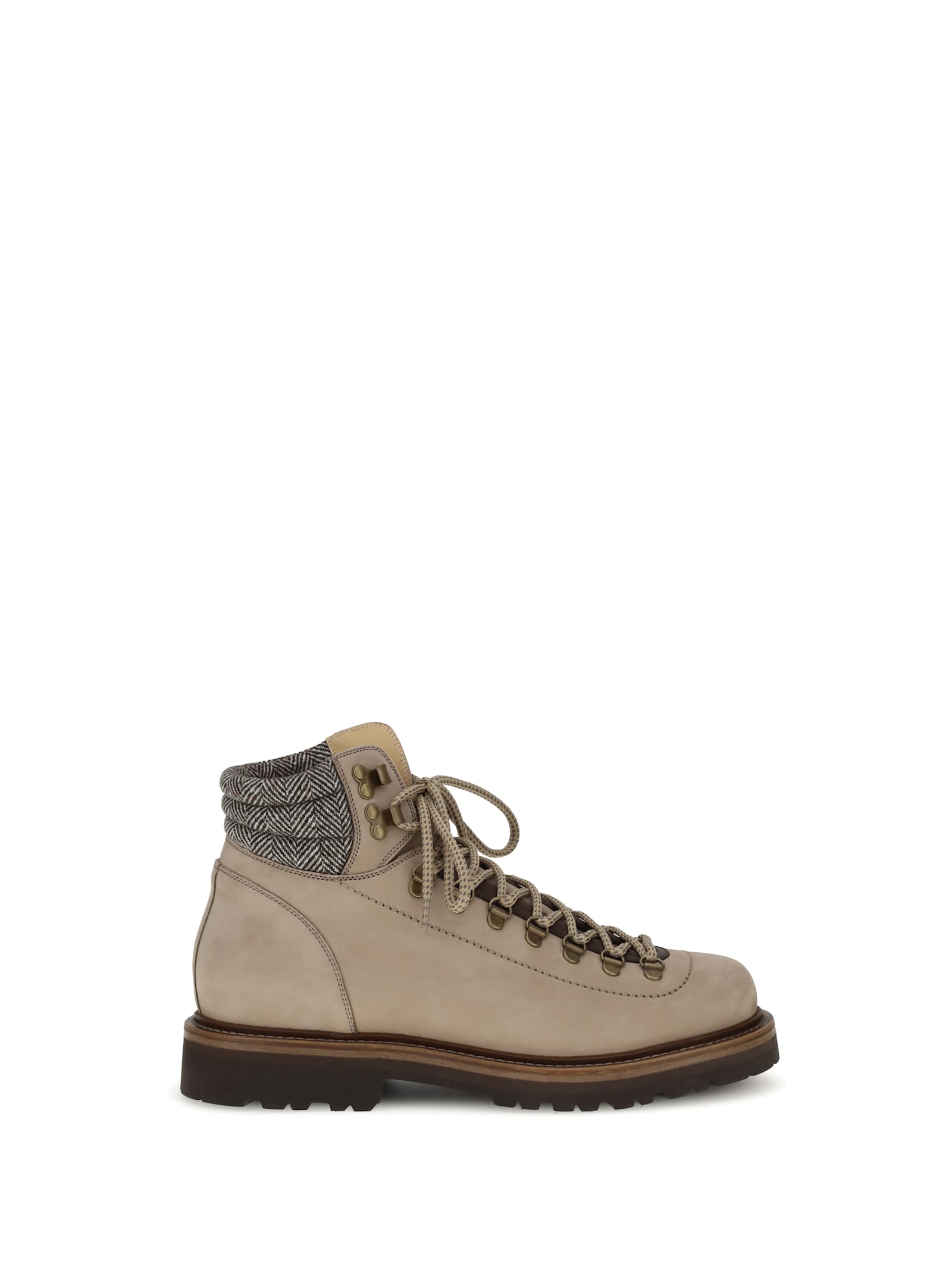 Brunello Cucinelli Men Beige Nubuck Mountain Boot Ankle Boots In Multi