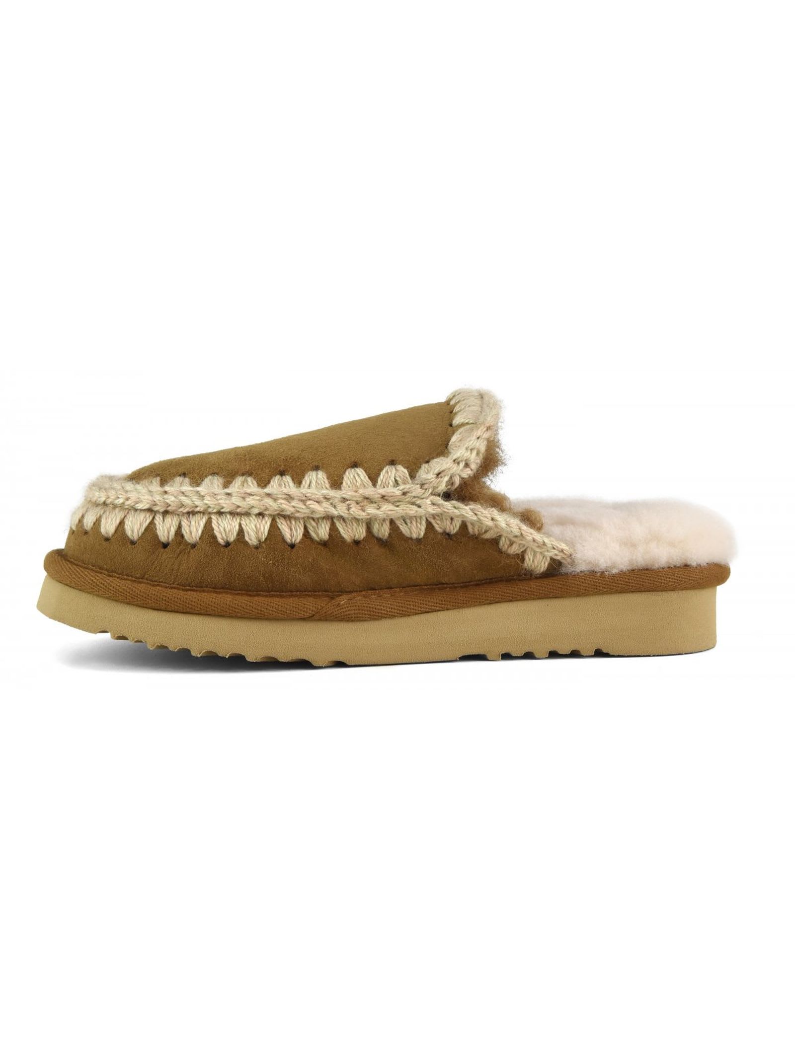 Mou Cognac Clog Eskimo Platform Mules In Cognac