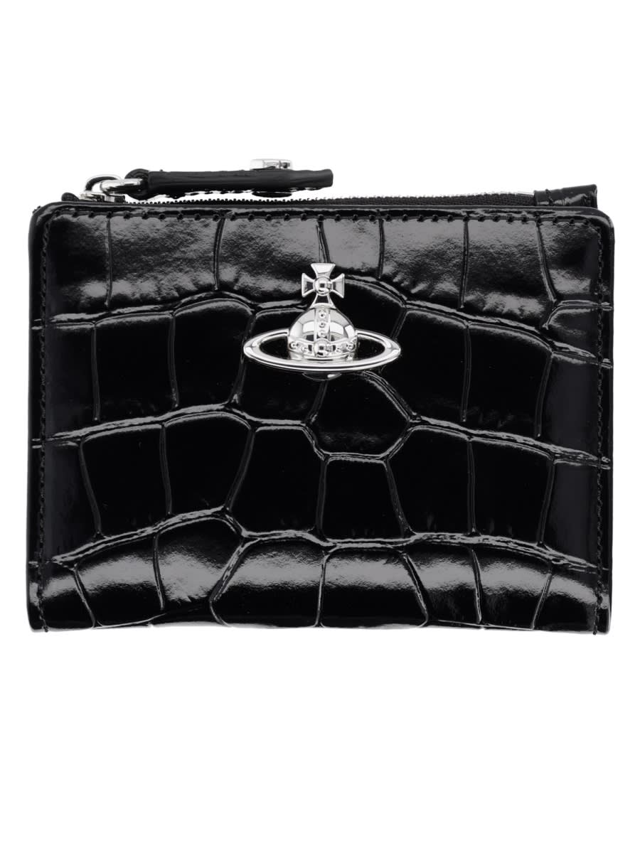 Vivienne Westwood Card Holder With Orb Detail In Black
