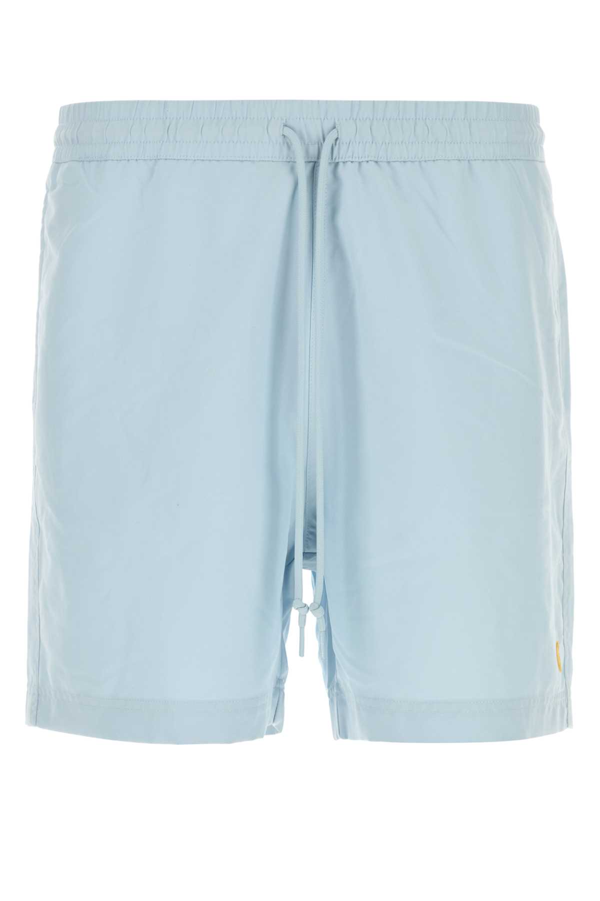 Pastel Light Blue Polyester Chase Swim Trunks