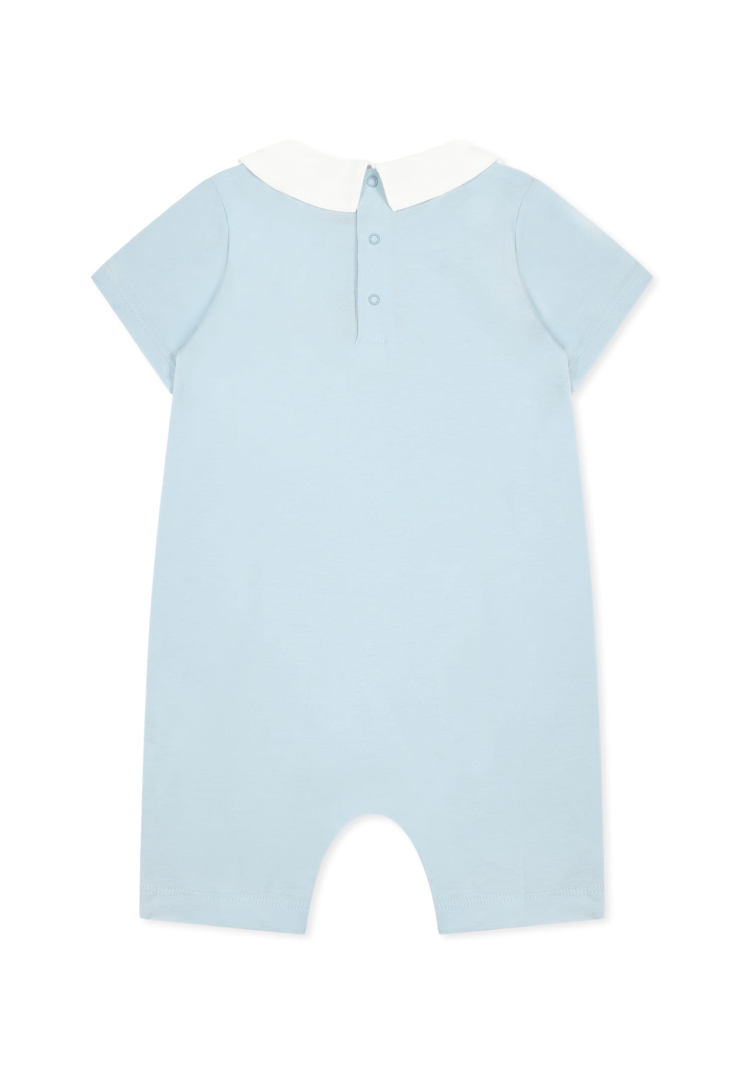 Moschino Light Blue Romper For Baby Boy With Teddy Bear In Light Blue