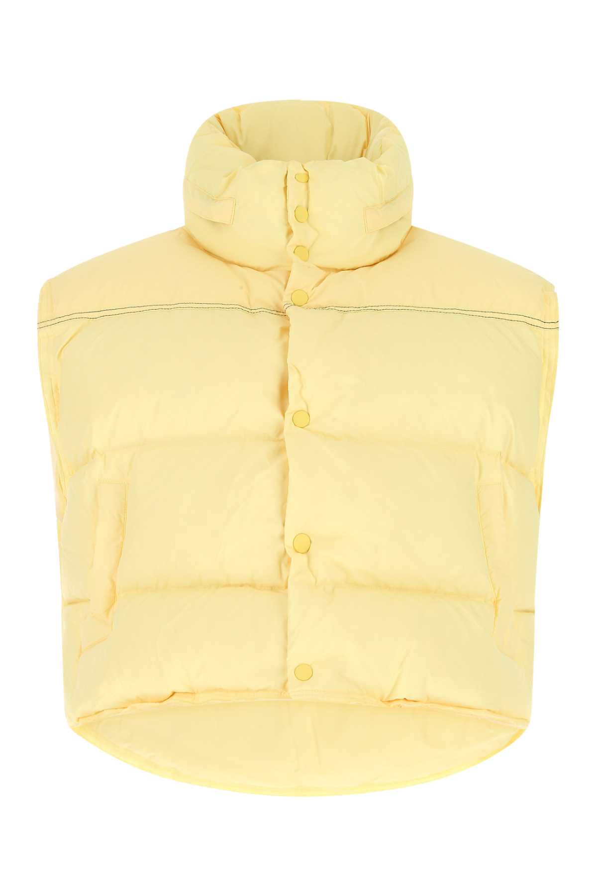 Pastel Yellow Polyester Sleeveless Down Jacket
