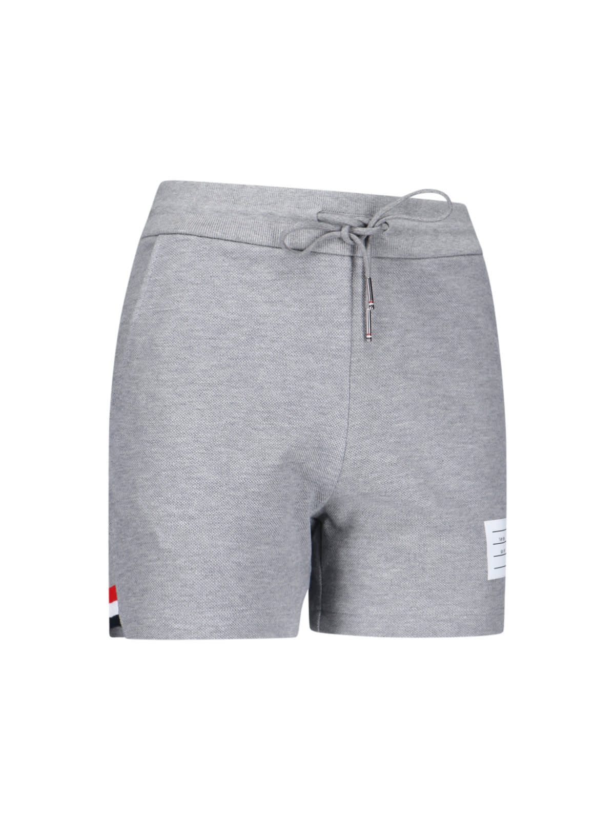 Shop Thom Browne Logo Sporty Shorts In Gray