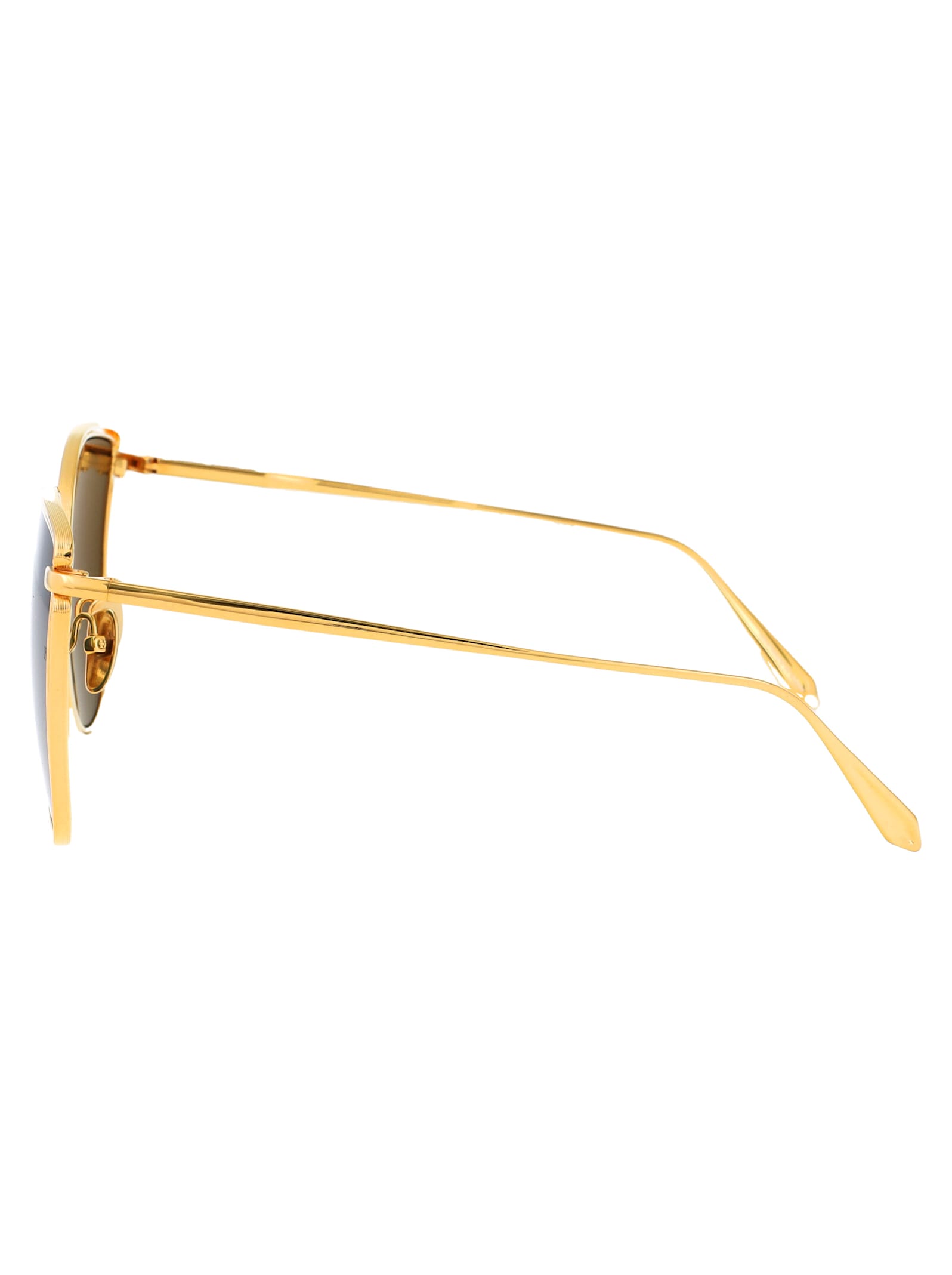 Linda Farrow Geometric Sunglasses In Yellowgold/green