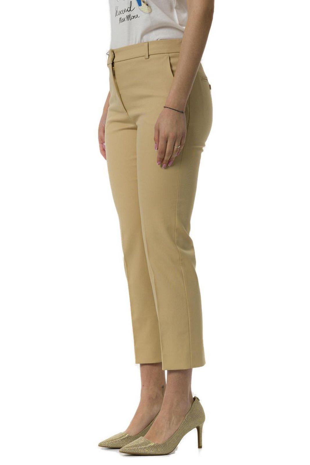 Weekend Max Mara Vite Cigarette Trousers In Stretch Cotton In Brown