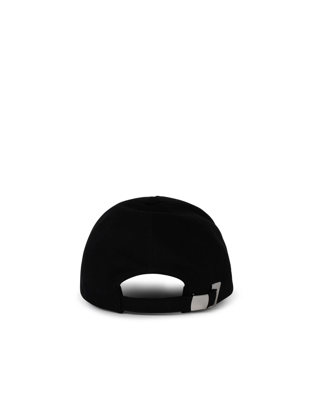 Shop Balmain Signature Black Cotton Cap In Noir/ivoire