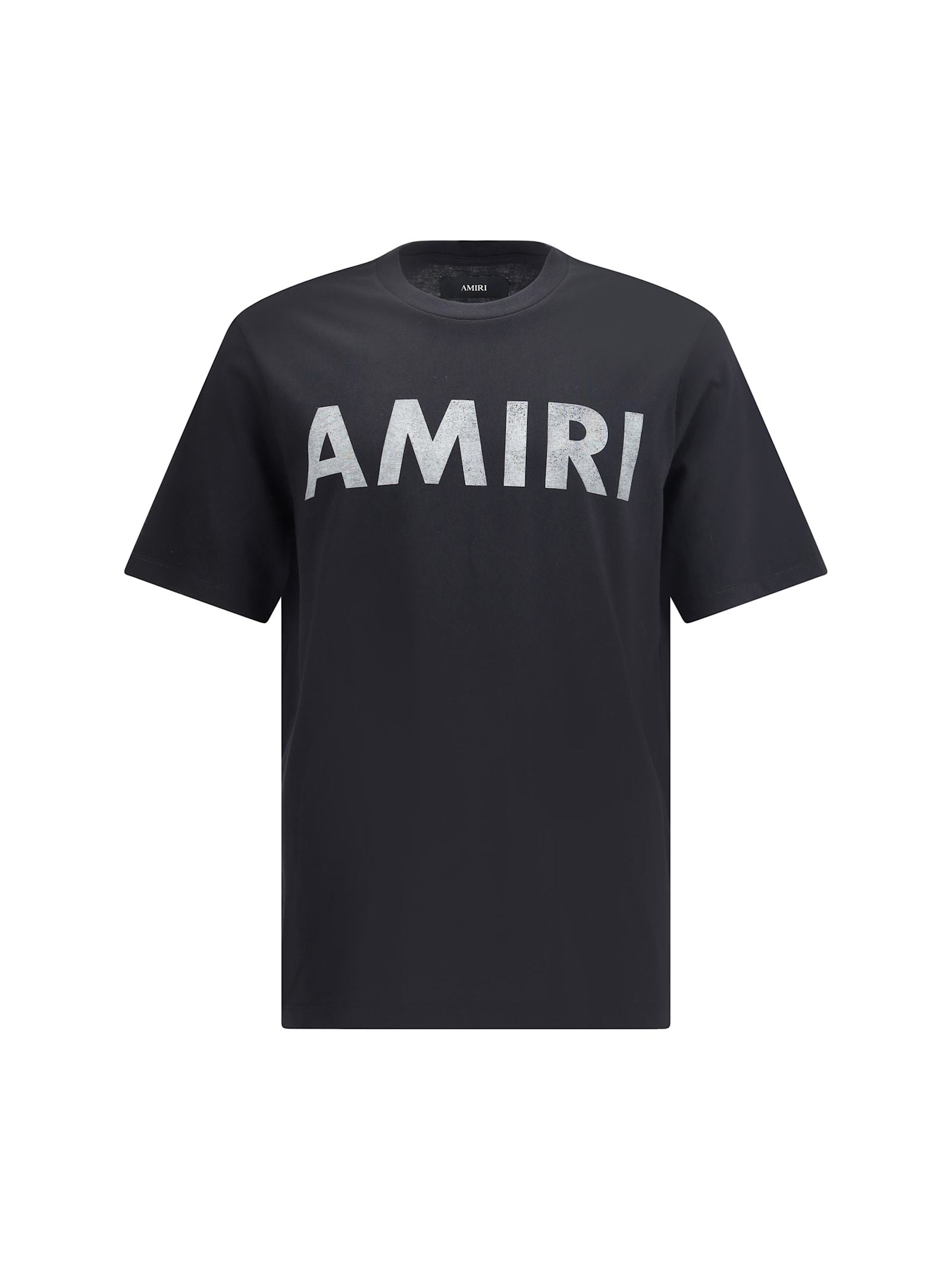 Amiri Black Cotton T-shirt With Bold Logo Statement In Black