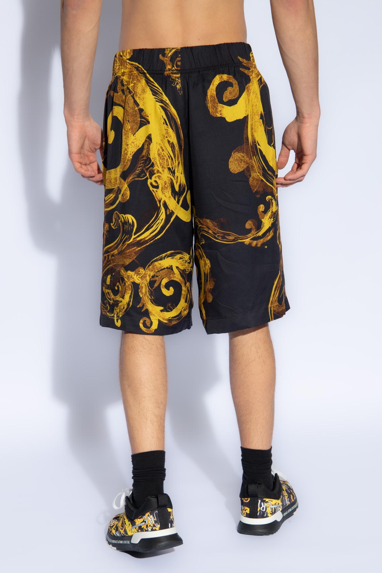 Shop Versace Jeans Couture Printed Shorts In Black