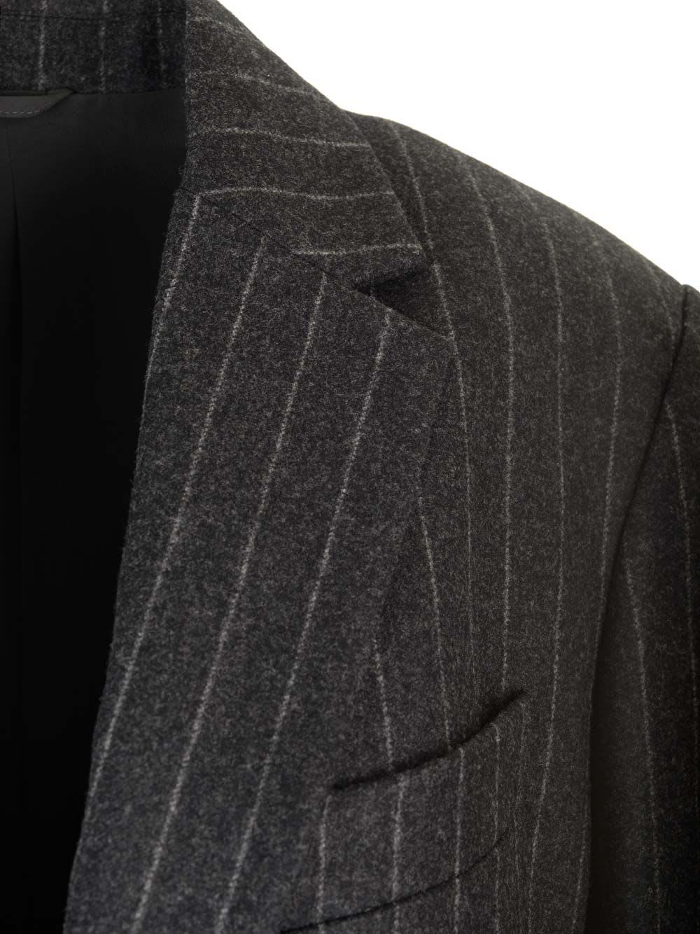 Shop Brunello Cucinelli Pinstripe Blazer In Grey