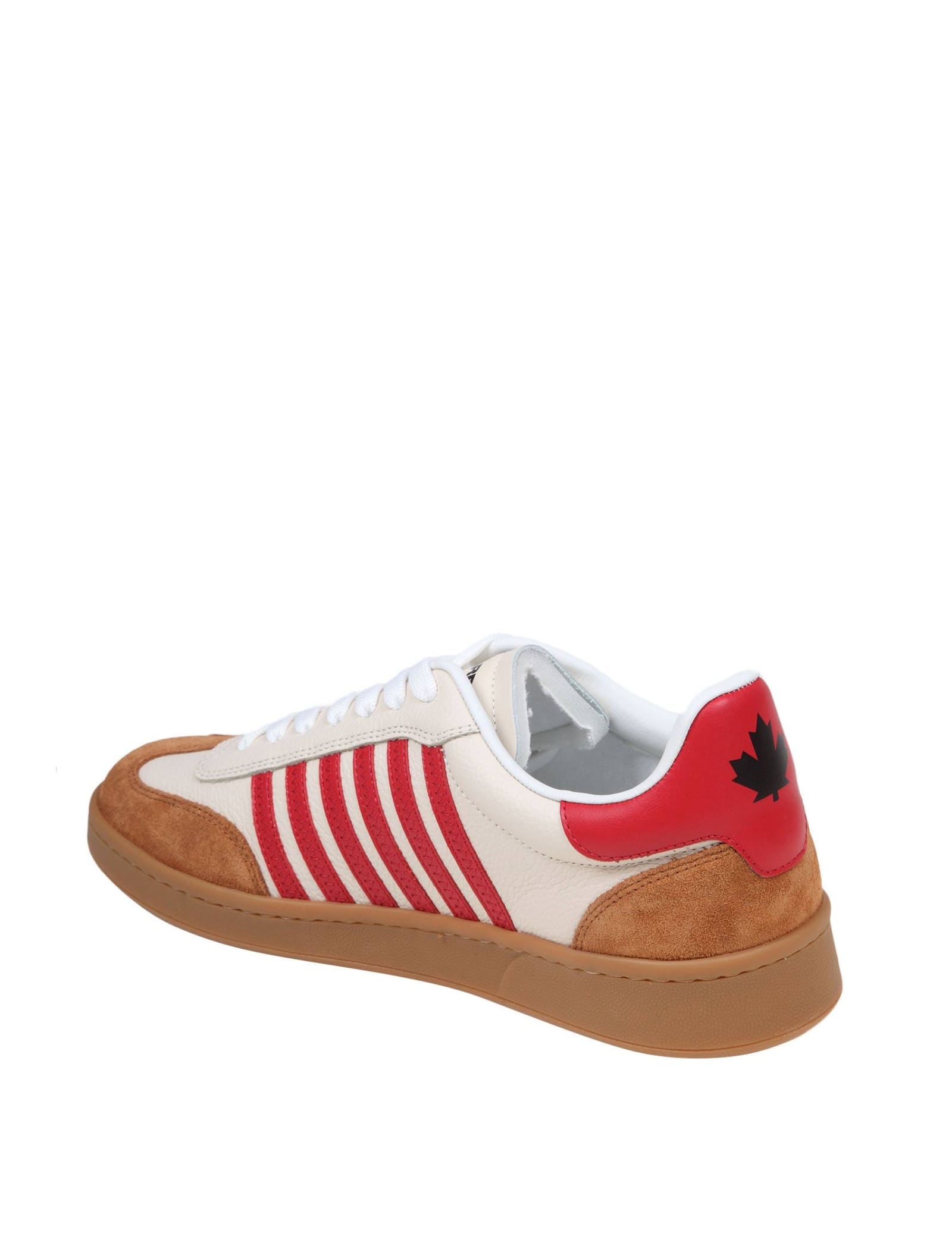 Shop Dsquared2 Boxer Sneakers In White/red Leather And Suede