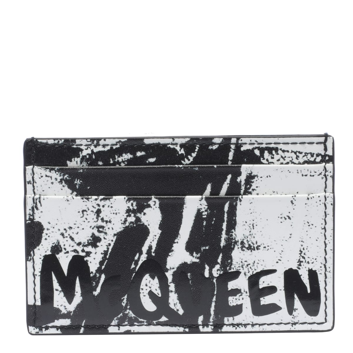 Alexander Mcqueen Graffiti Logo Cards Holder In Black