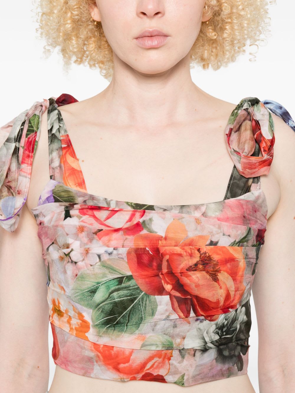 Alice And Olivia Haven Cropped Bustier Storm Floral Sm In Multi